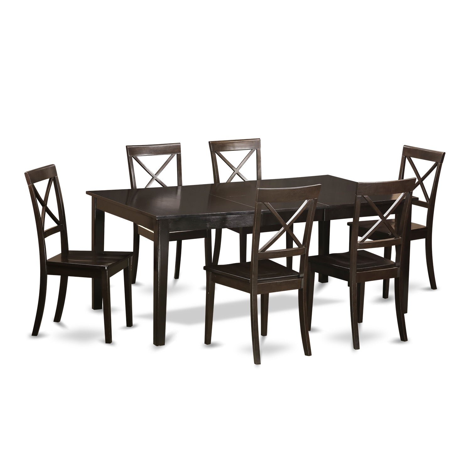 HEBO7-CAP-W 7 PC Dining room set for 6-Dining Table with Leaf and 6 Dinette Chairs.