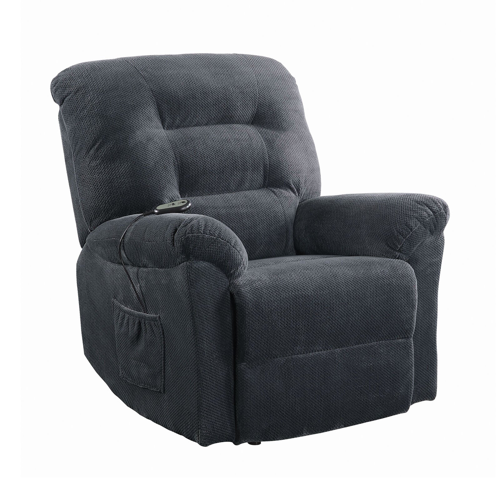 Coaster Power Lift Upholstered Chenille Recliner in Charcoal 600398