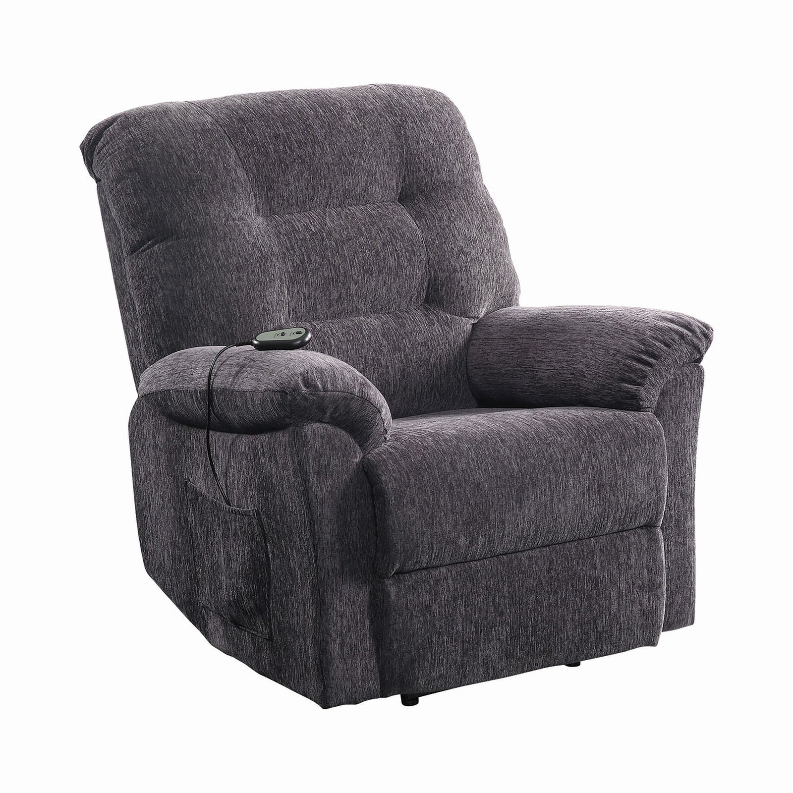 Coaster Upholstered Chenille Power Lift Recliner Grey 601015