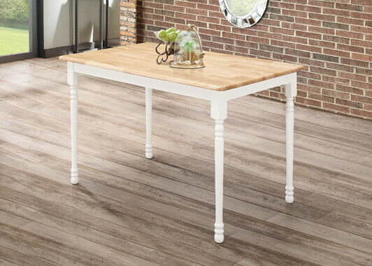 Country Style Rectangle Dining Table Natural Brown And White