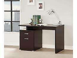 Irving 2-Drawer Home Office Desk With Reversible Cabinet Cappuccino