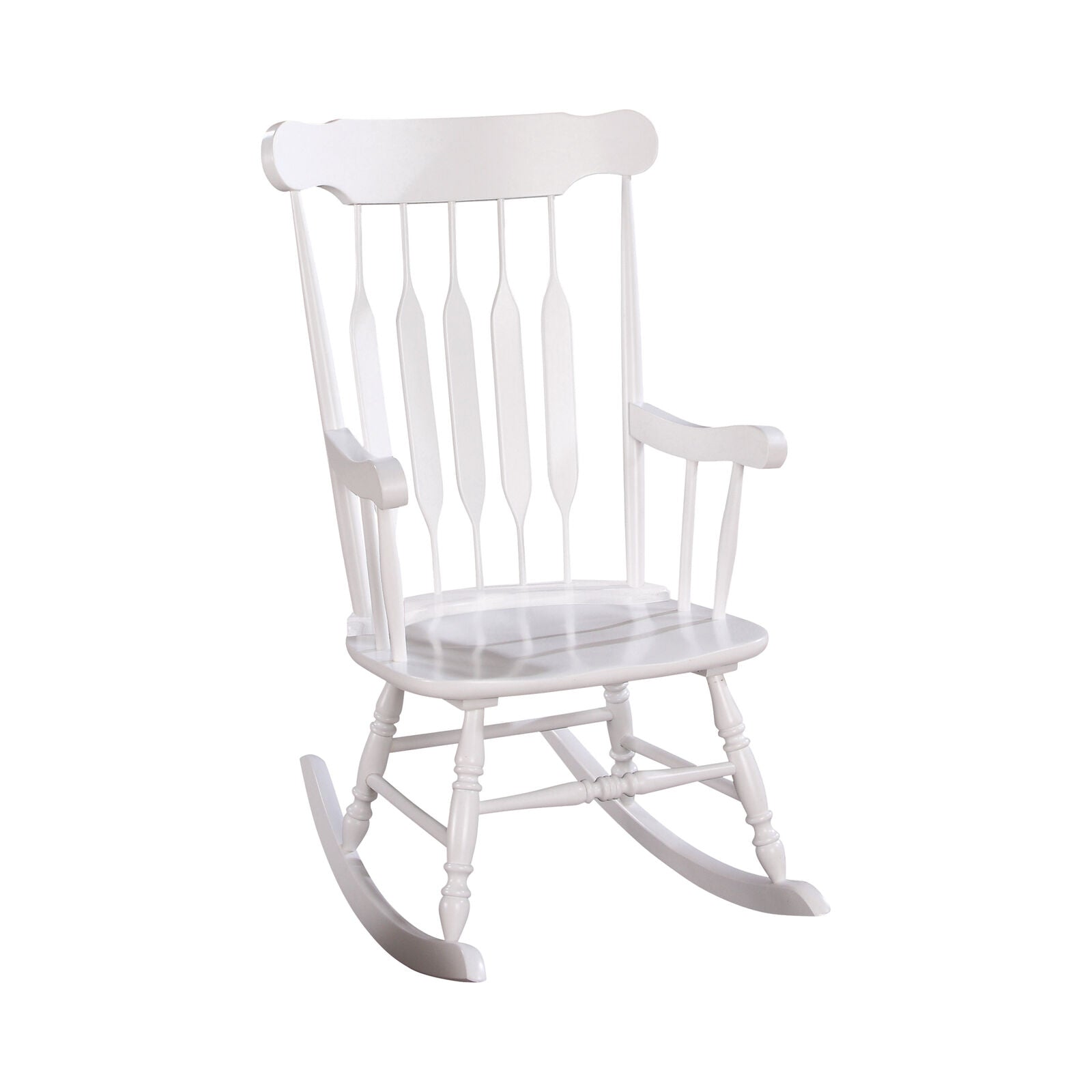 Coaster Solid Wood Traditional Windsor Back Rocking Chair White 600174