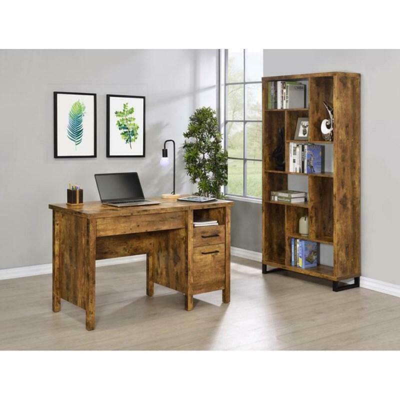 Delwin Antique Nutmeg Wood Lift-Top Standing Office Desk w/ File Cabinet 881240