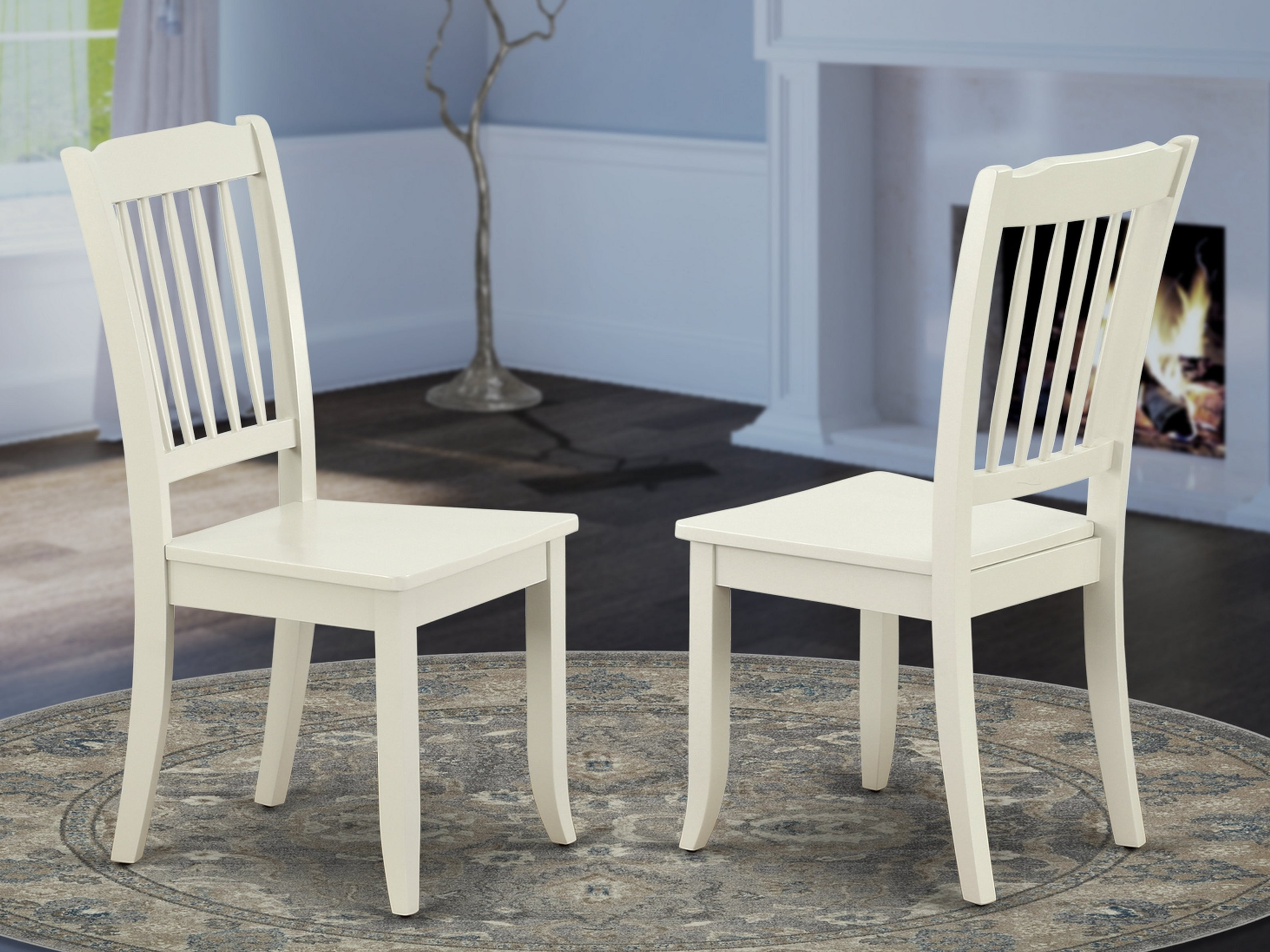 DAC-LWH-W Danbury vertical slatted back chairs in Linen white finish