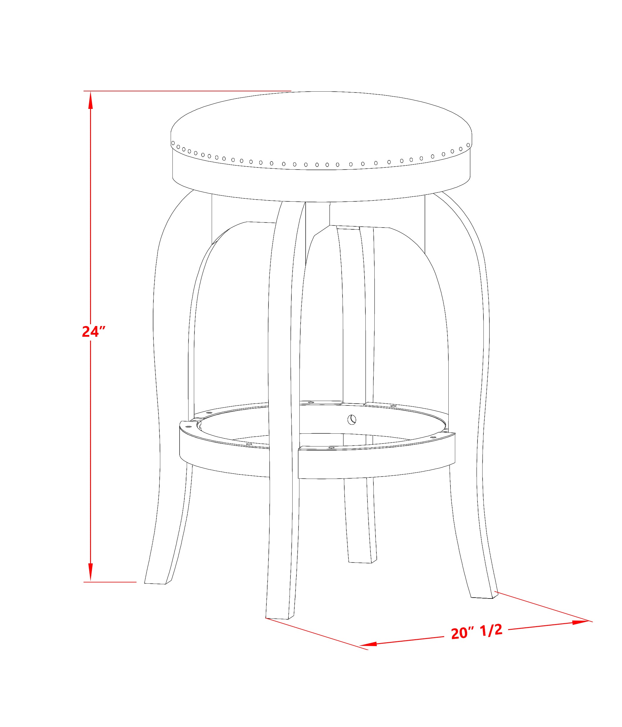 BFS024-202 Bedford Swivel Backless Barstool 24'' Seat Height With Linen White Leg And Pu Leather Sandalwood Color