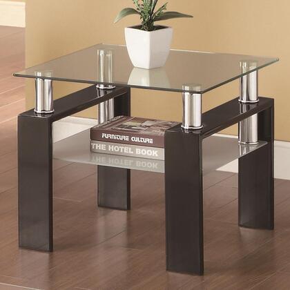 Coaster Tempered Glass Square End Table with Shelf Black and Clear