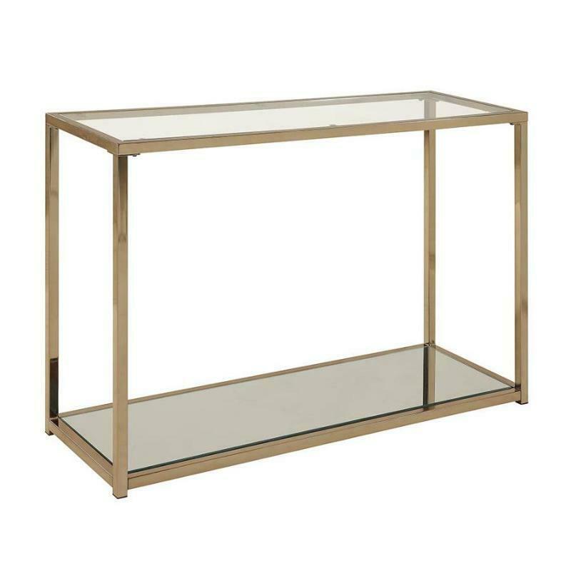 Modern Sofa Table With Mirror Shelf Chocolate Chrome