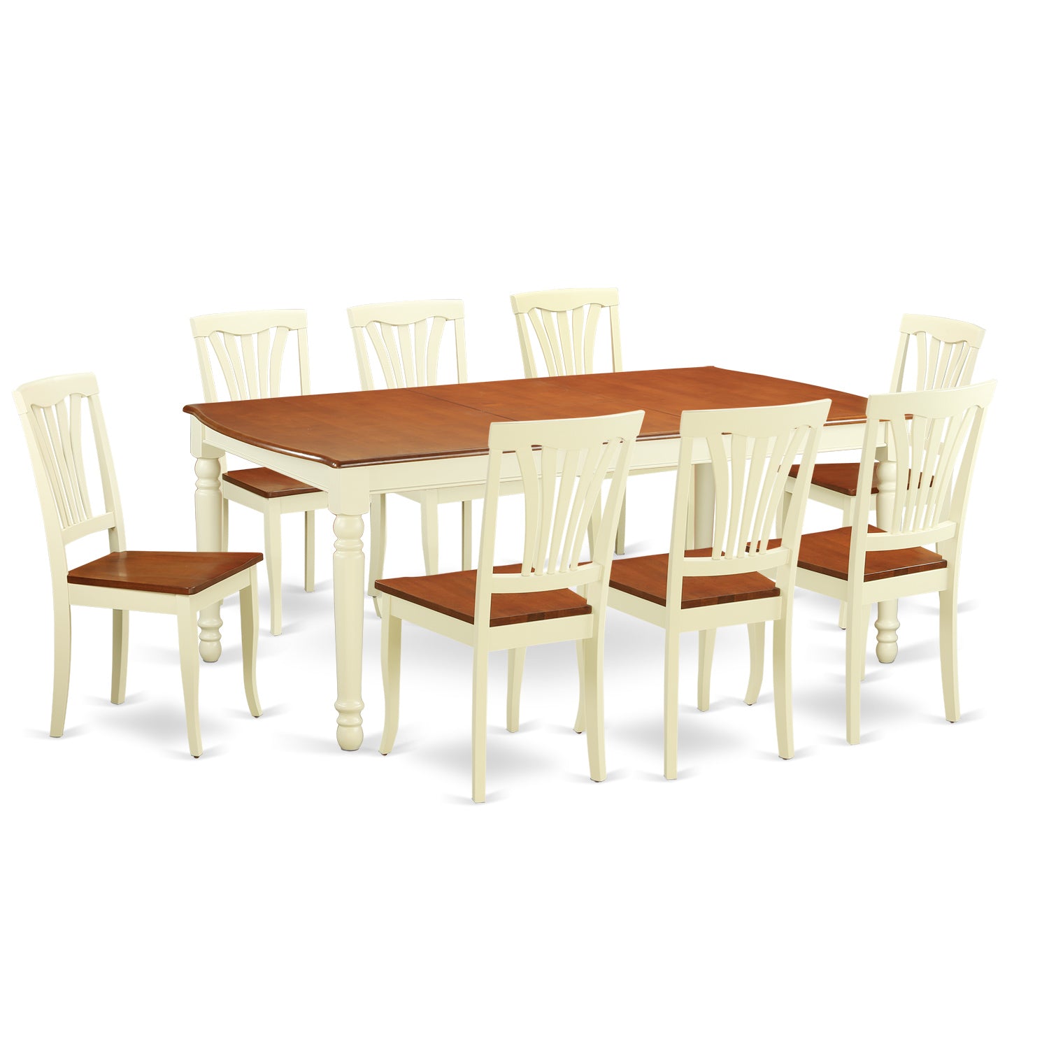 DOAV9-WHI-W 9 Pc Dining room set -Dining Table and 8 Dining Chairs
