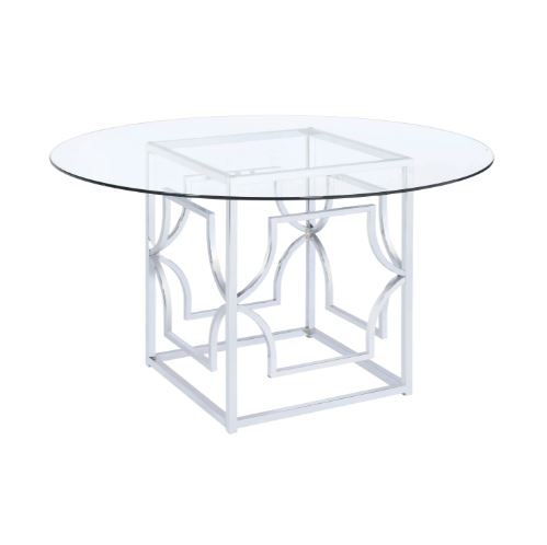 Coaster Mischa Openwork Pattern Dining Table Base Chrome