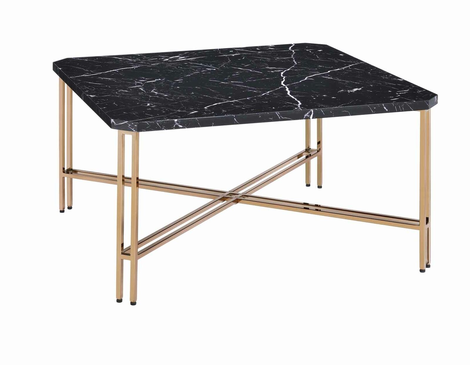 Daxton Black And Gold Faux-Marble Top Square Occasional Cocktail Table