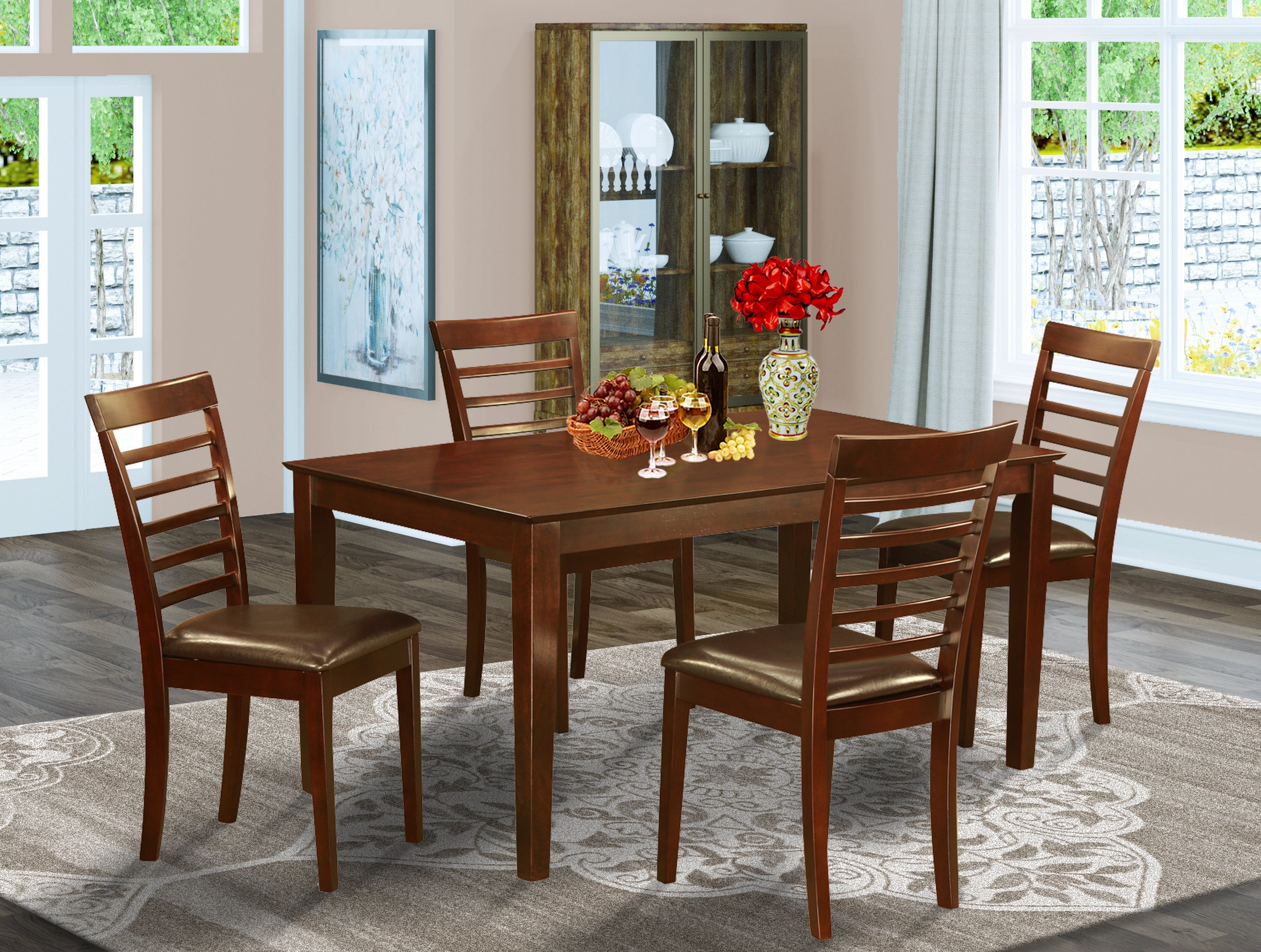 CAML5-MAH-LC 5 Pc Dining set-Dining Table and 4 Chairs