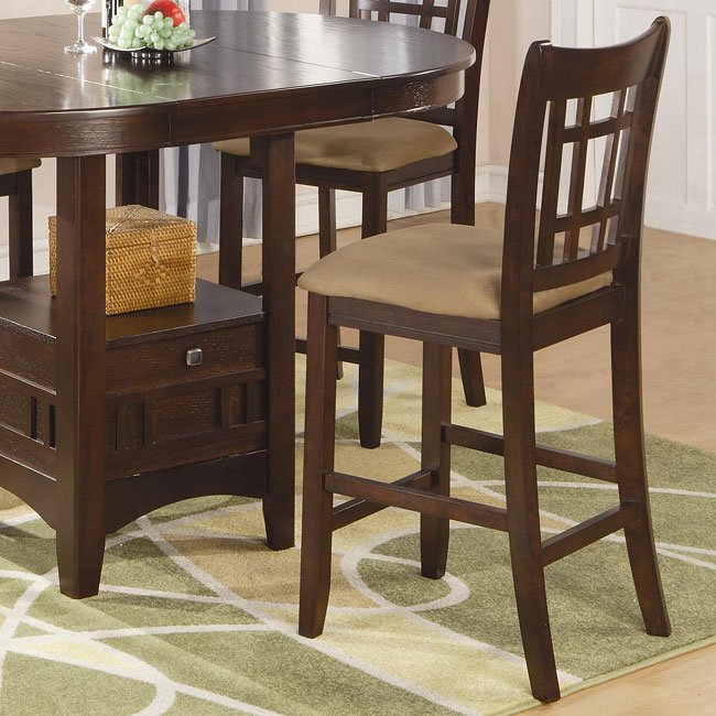 Lavon 24″ Counter Lattice back Dining Stools Tan And Brown (Set Of 2)