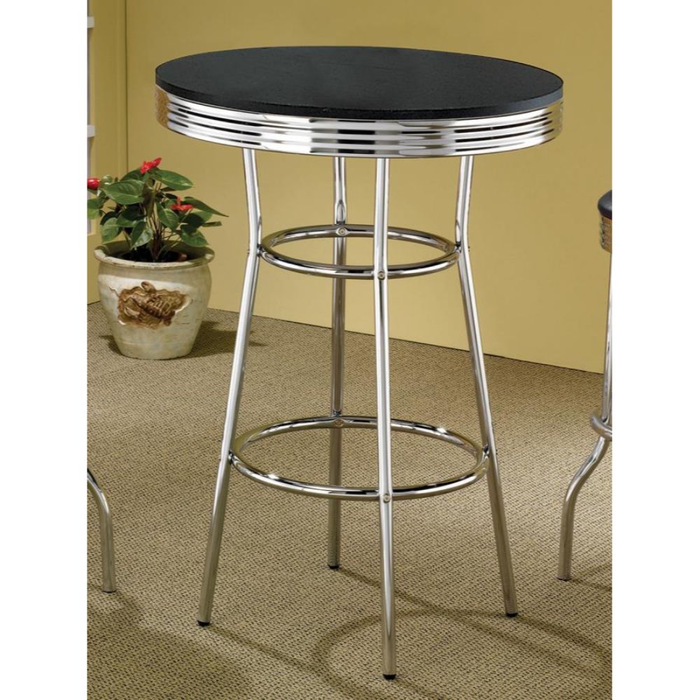 Theodore Round Bar Table Black and Chrome