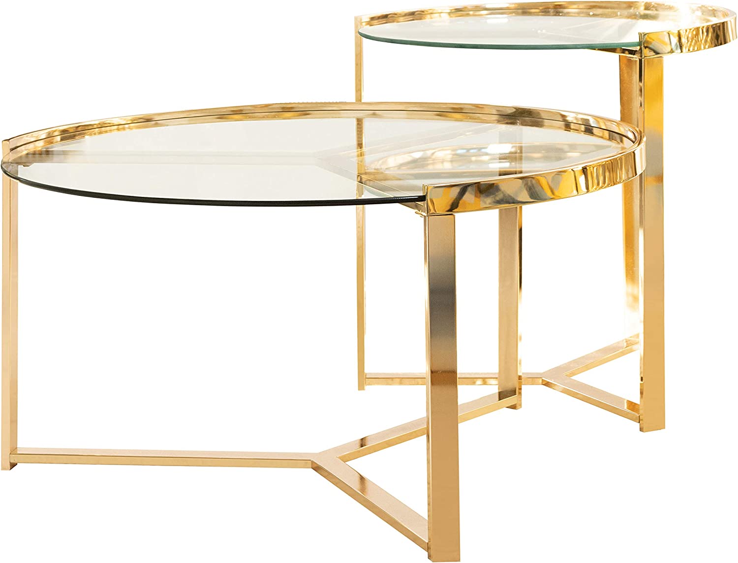 Delia 2-Piece Round Nesting Table Clear And Gold