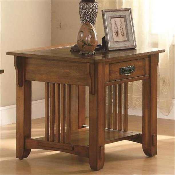 Coaster mission style End Table with Shelf And Drawer in Oak