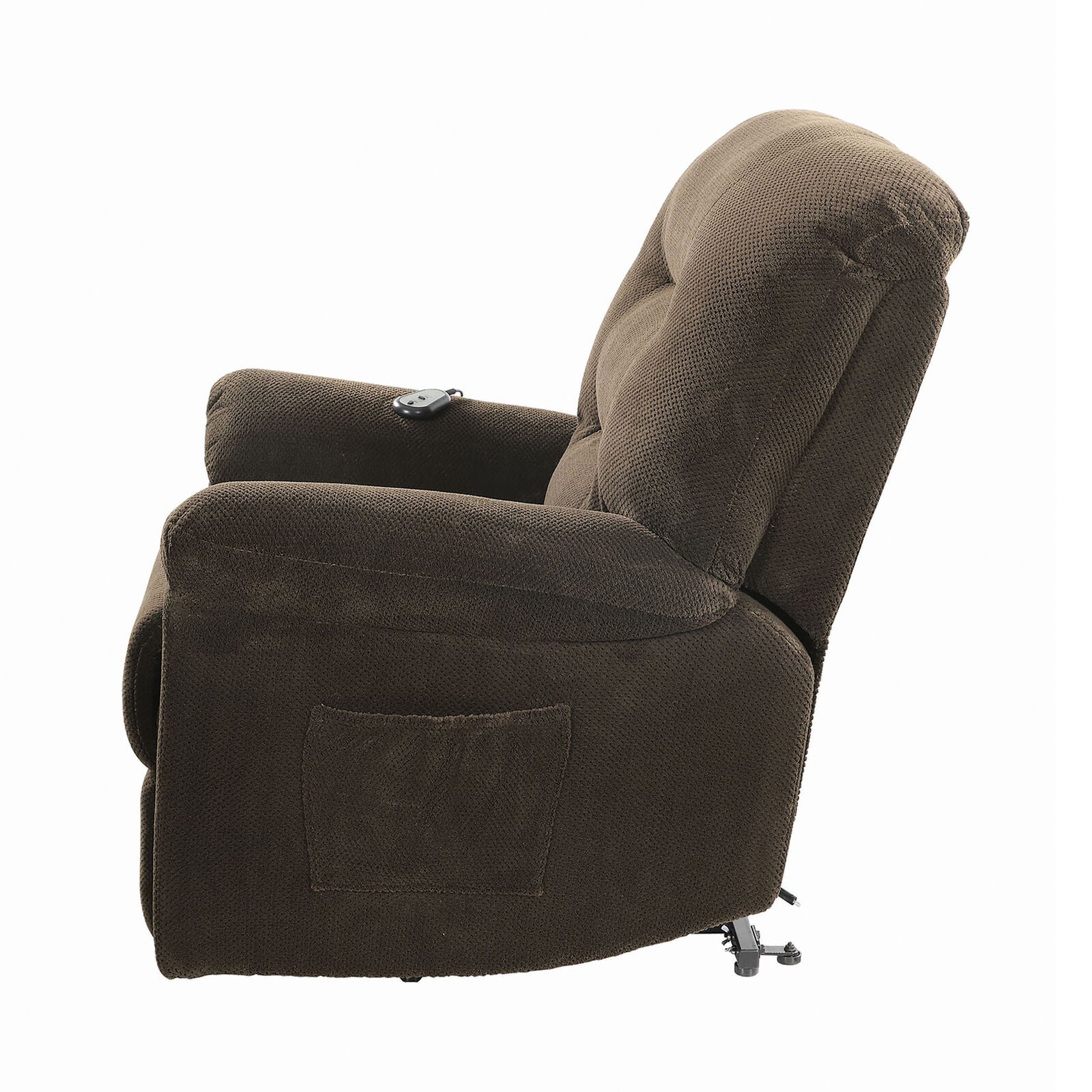 Coaster Power Lift Upholstered Chenille Recliner in Chocolate 600397