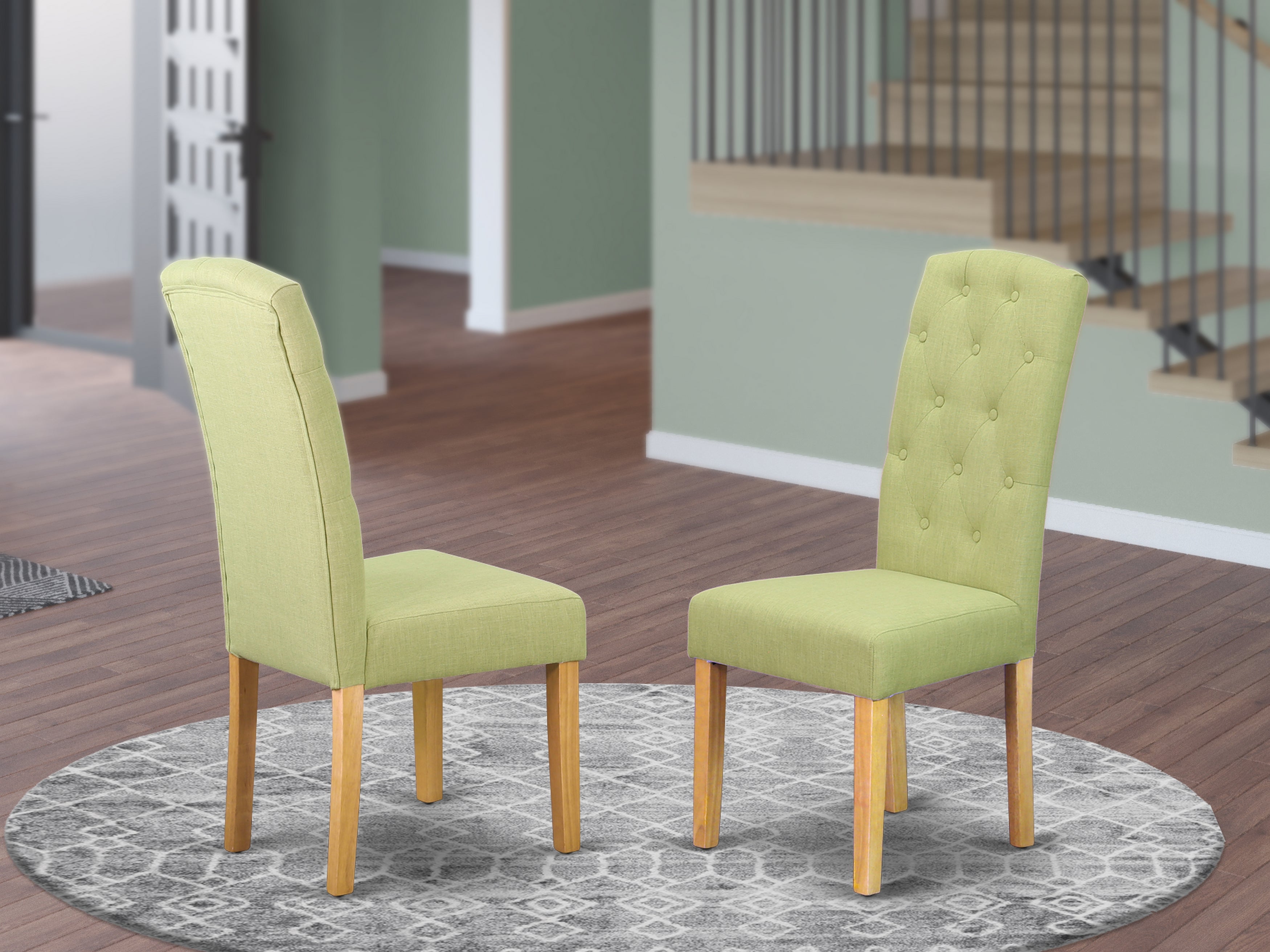 CEP4B07 Celina parson Chair with Oak Finish Leg and Linen fabric-Lime Light Color