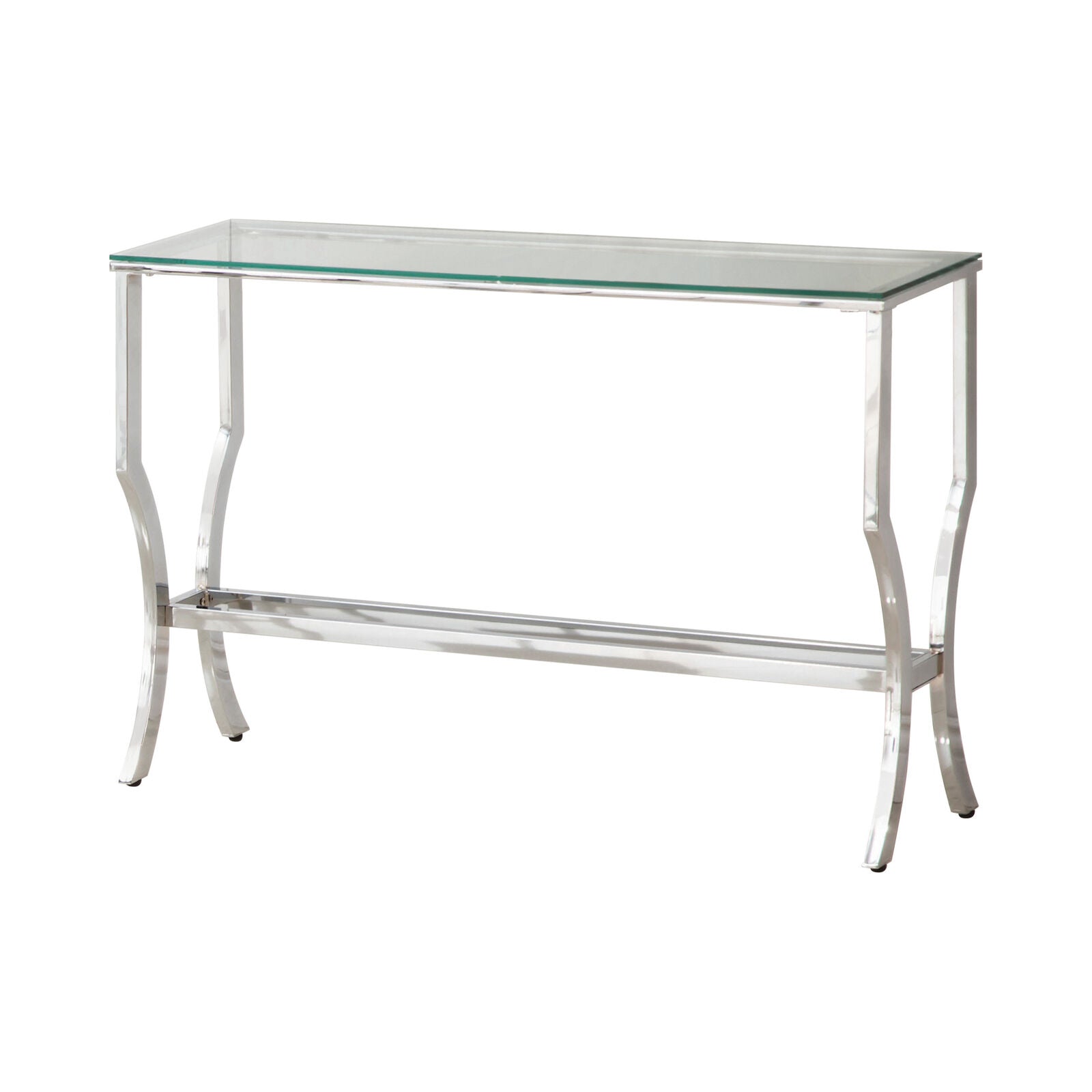 Coaster Modern Rectangular Sofa Table With Mirrored Shelf Chrome 720339