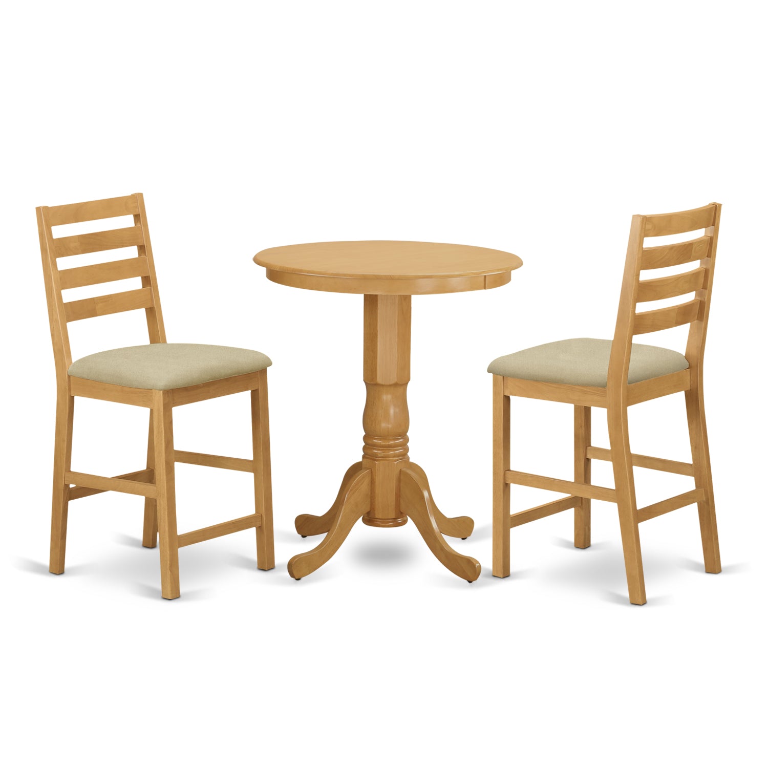 EDCF3-OAK-C 3 PC counter height set - Kitchen dinette Table and 2 counter height stool.