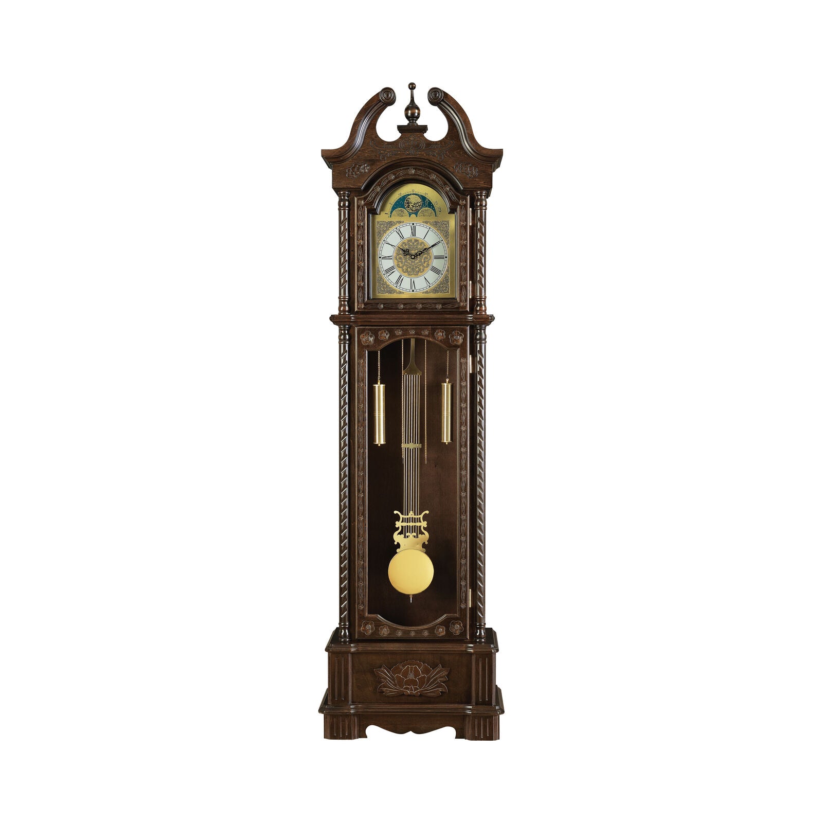 Cedric Grandfather Clock with Chime Golden Brown