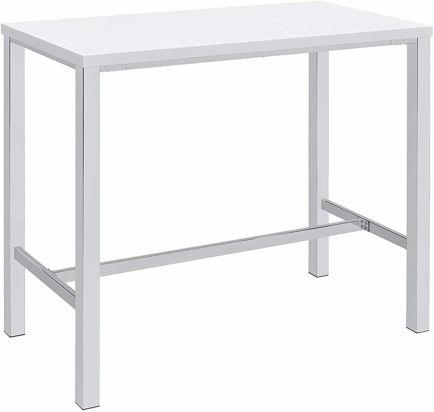 Modern 5-Piece Pub Bar Table And Stool Set White High Gloss And Chrome