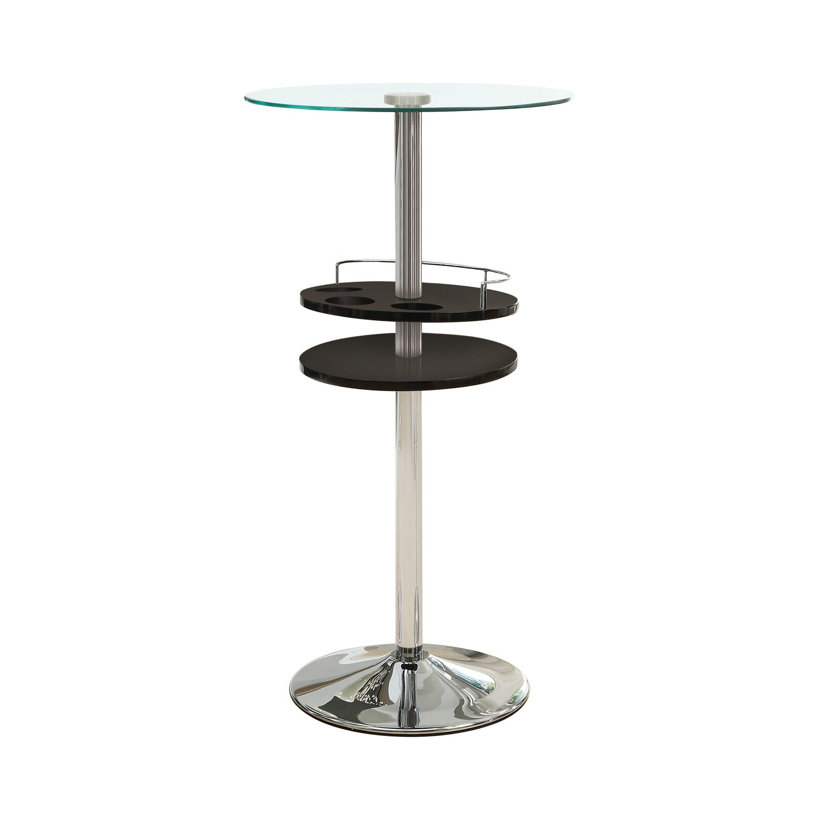 Tempered Glass Top Bar Table With Wine Storage Black And Chrome 120715