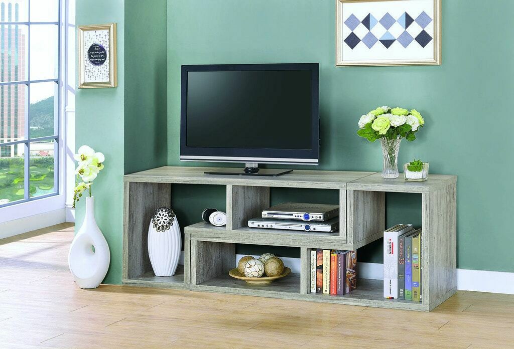 Coaster Modern Convertable Bookcase And TV Console Grey Driftwood 802330