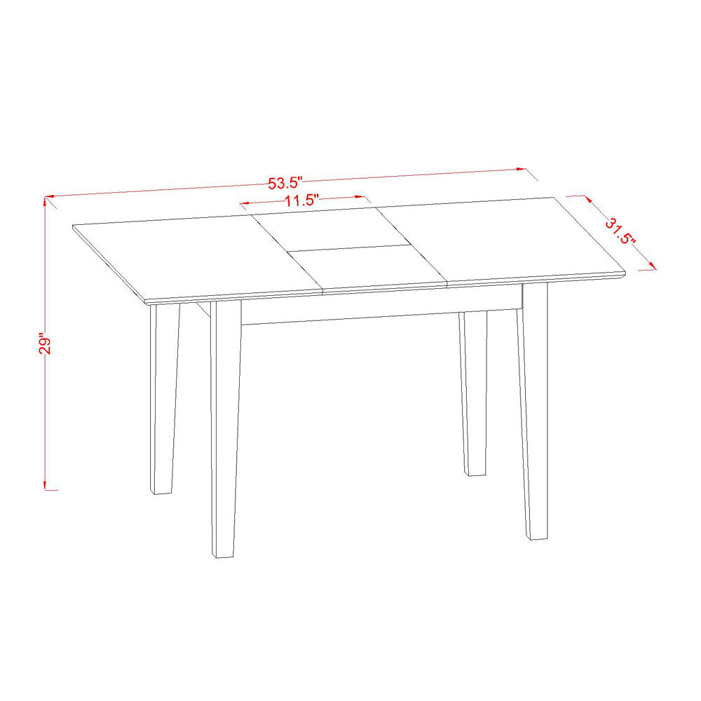 5 Pc Kitchen Nook Dining Table with 12in leaf & 4 Dining Chairs Set In Oak