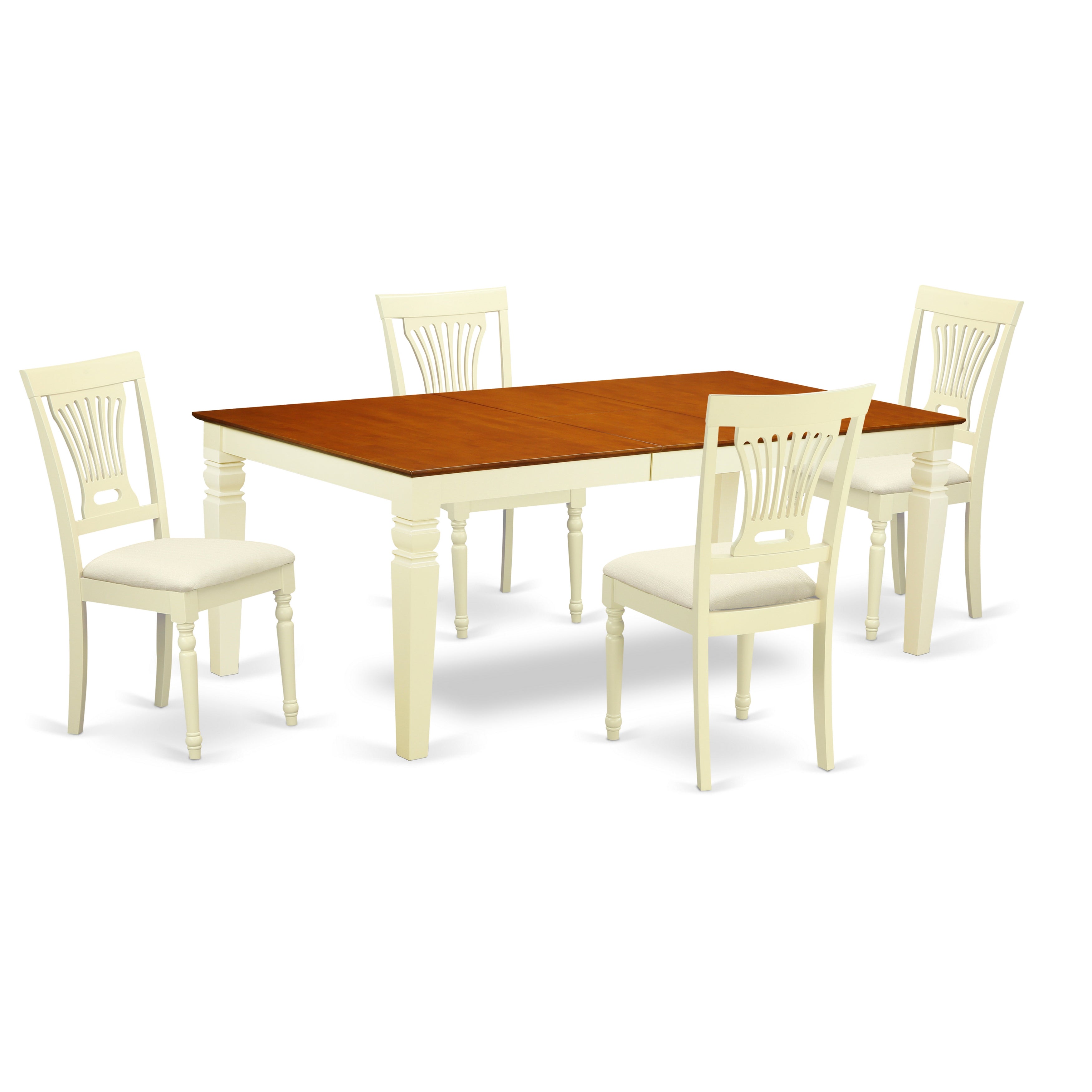 LGPL5-BMK-C 5 PC dinette set with a Dining Table and 4 Kitchen Chairs in Buttermilk and Cherry
