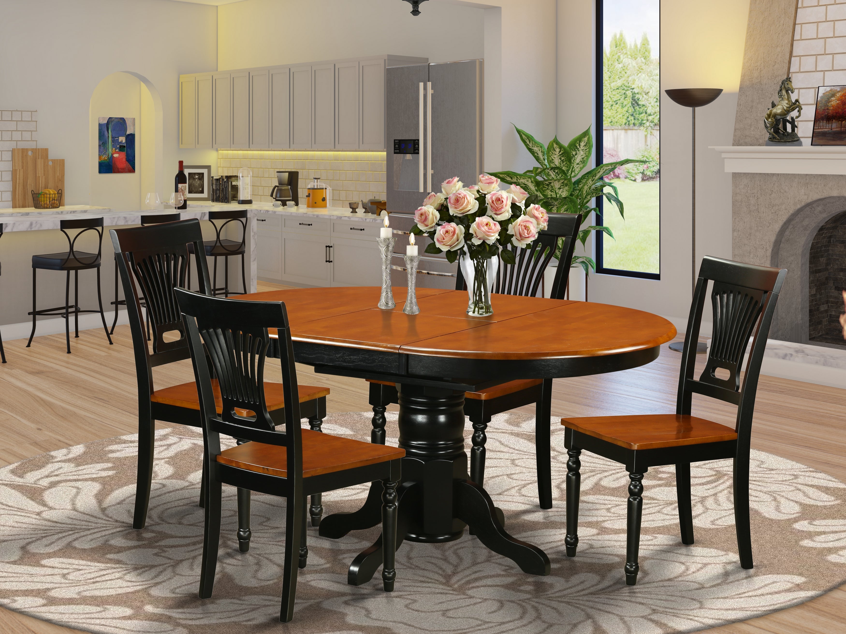 AVPL5-BCH-W Dining set - 5 Pcs with 4 Wood Chairs