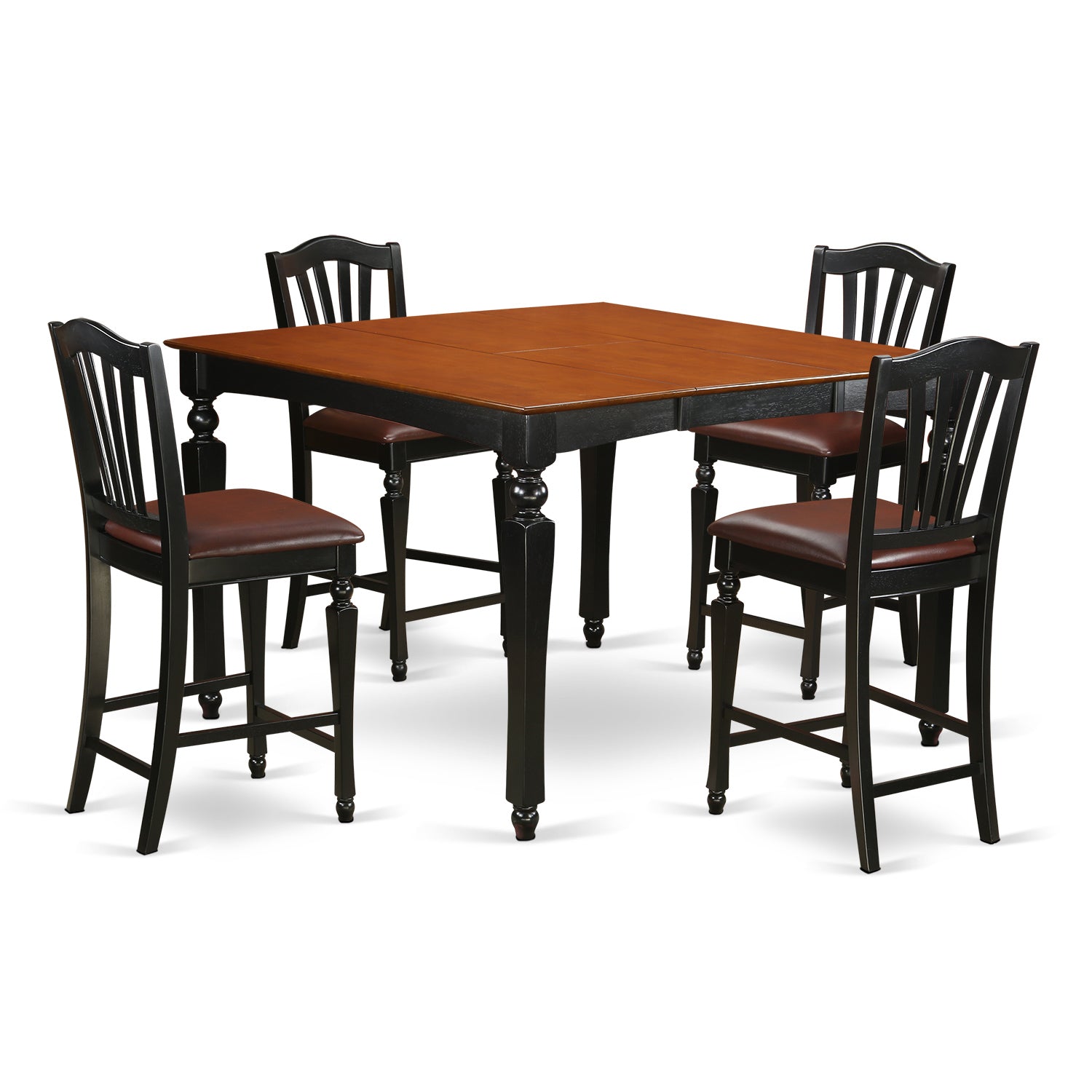 CHEL5-BLK-LC 5 Pc counter height Table set- Square gathering Table and 4 counter height Chairs