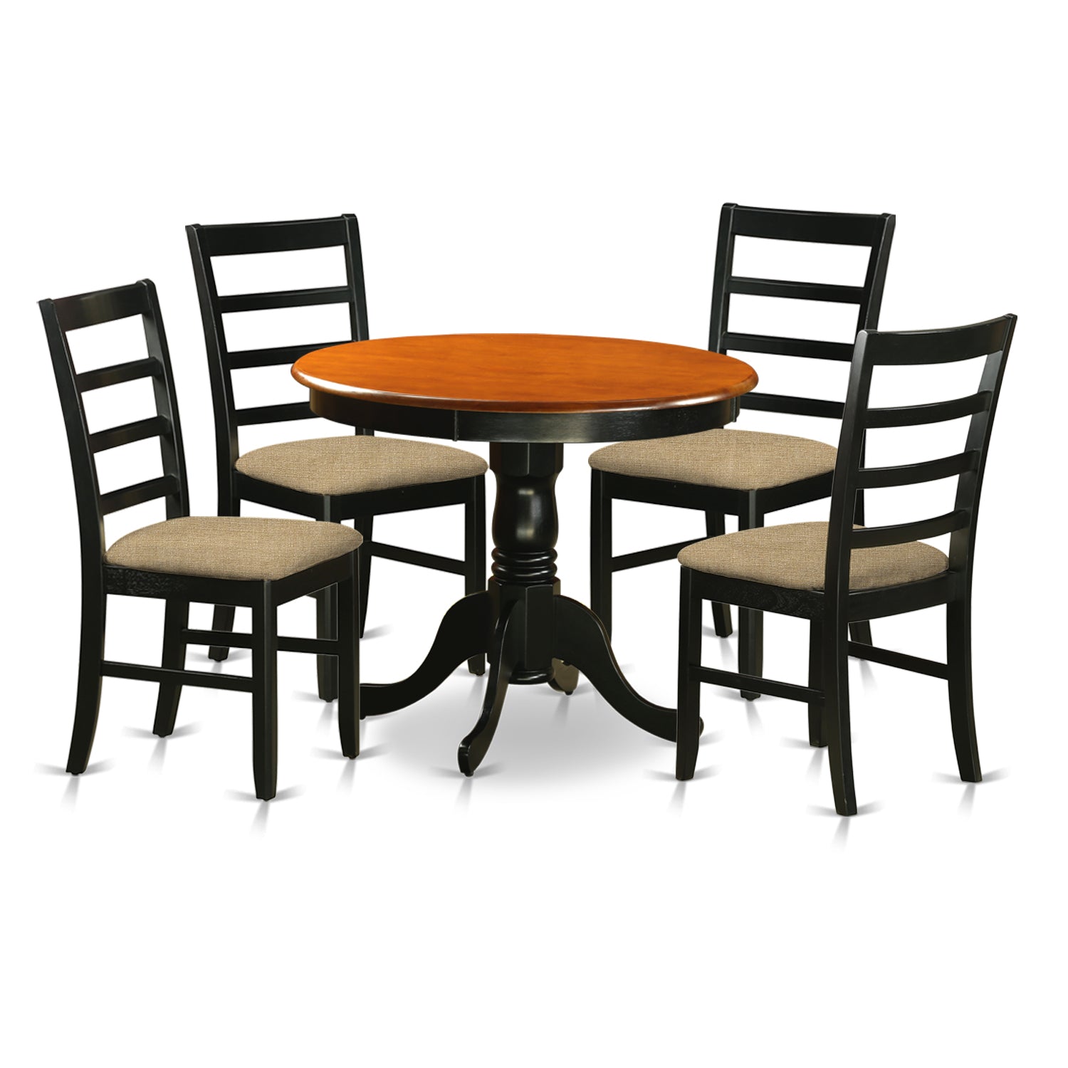 ANPF5-BLK-C Dining furniture set - 5 Pcs with 4 Microfiber Chairs in Black