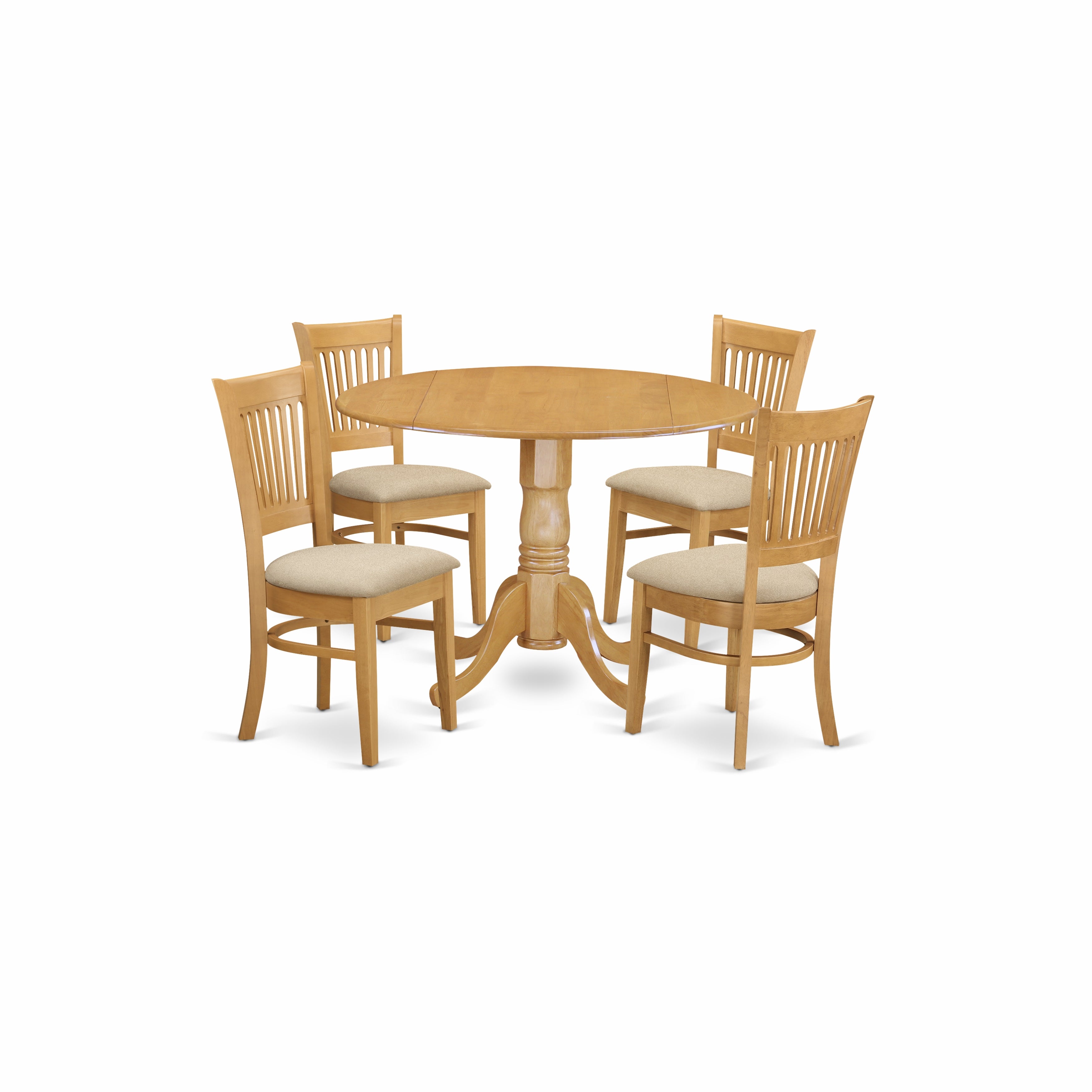 DLVA5-OAK-C 5 Pc small Kitchen Table set-drop leaf Table and 4 dinette Chairs