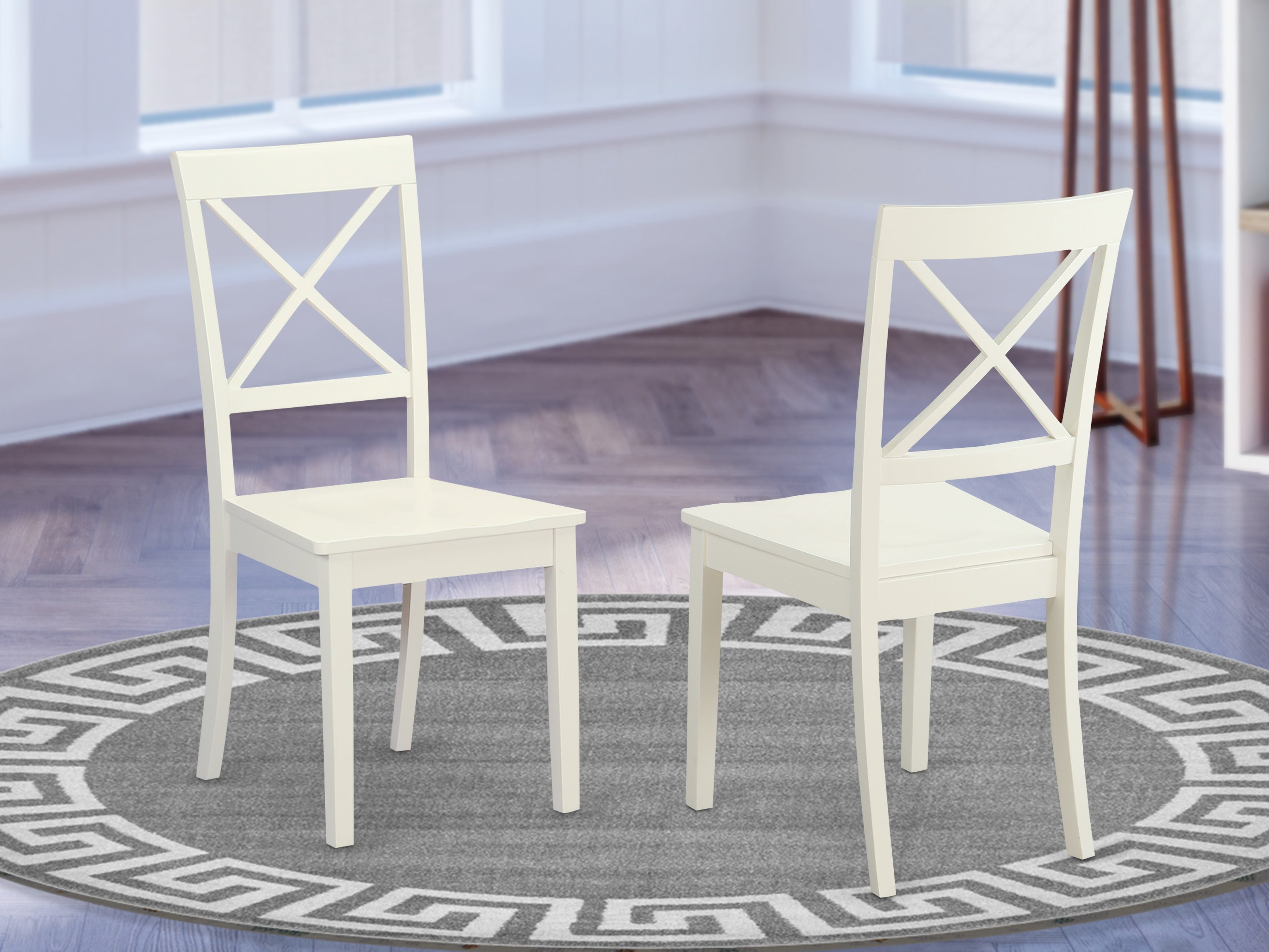 BOC-WHI-W Boston X- back Chair for dining room with Wood Seat