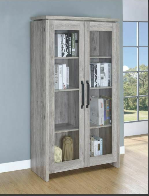 Modern Farmhouse 2-Door Tall Accent Cabinet Grey Driftwood