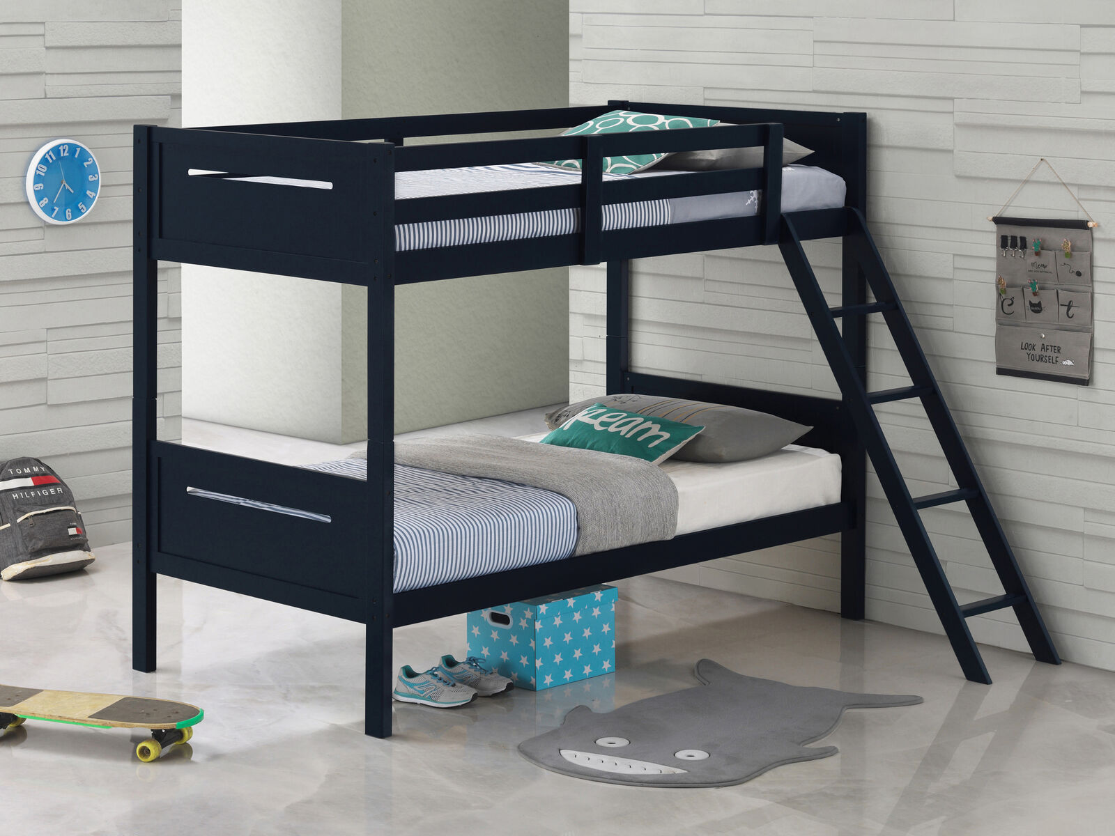 Coaster Solid Wood Separable Littleton Twin Over Twin Bunk Bed Blue