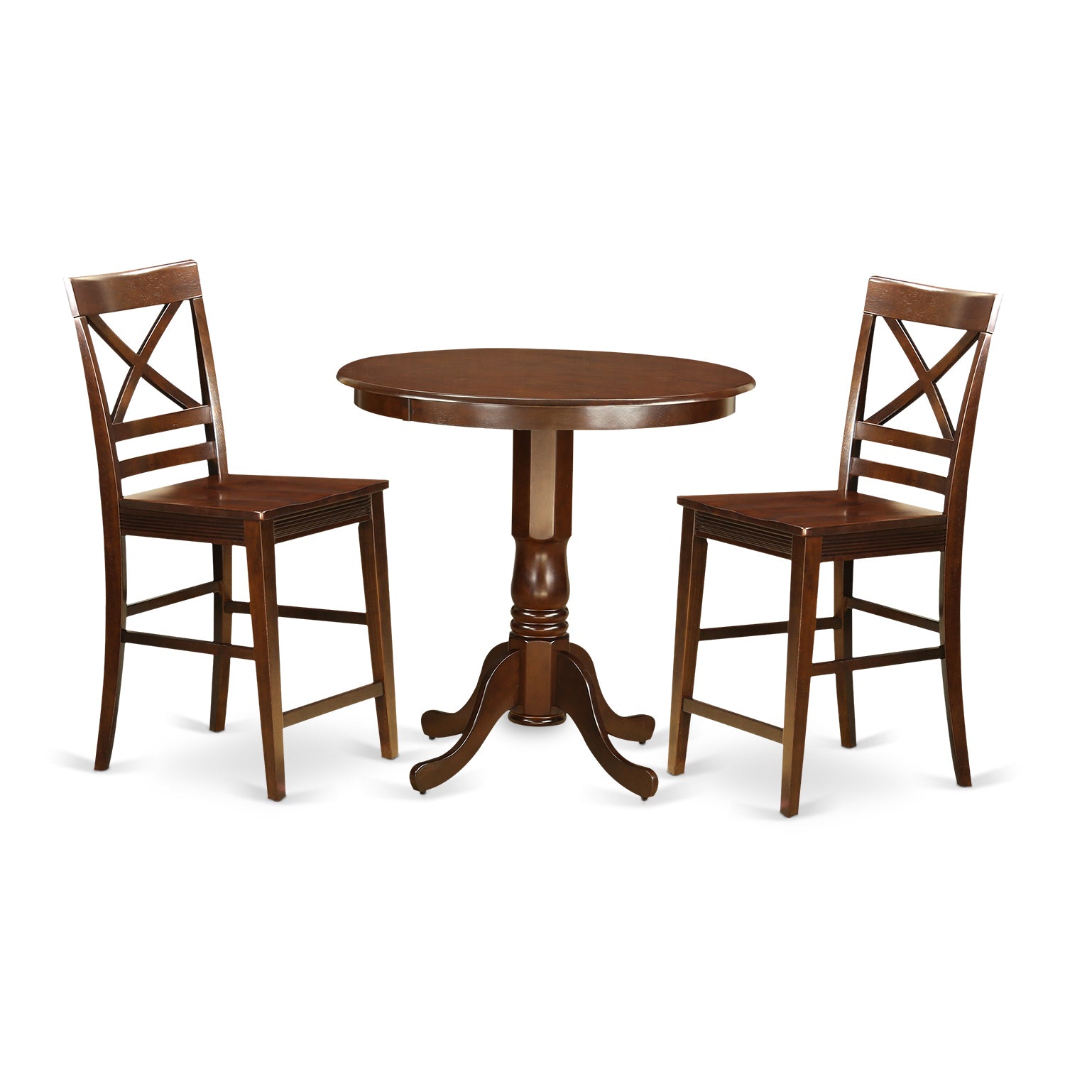 JAQU3-MAH-W 3 Pc Dining counter height set - high Table and 2 Dining Chairs.