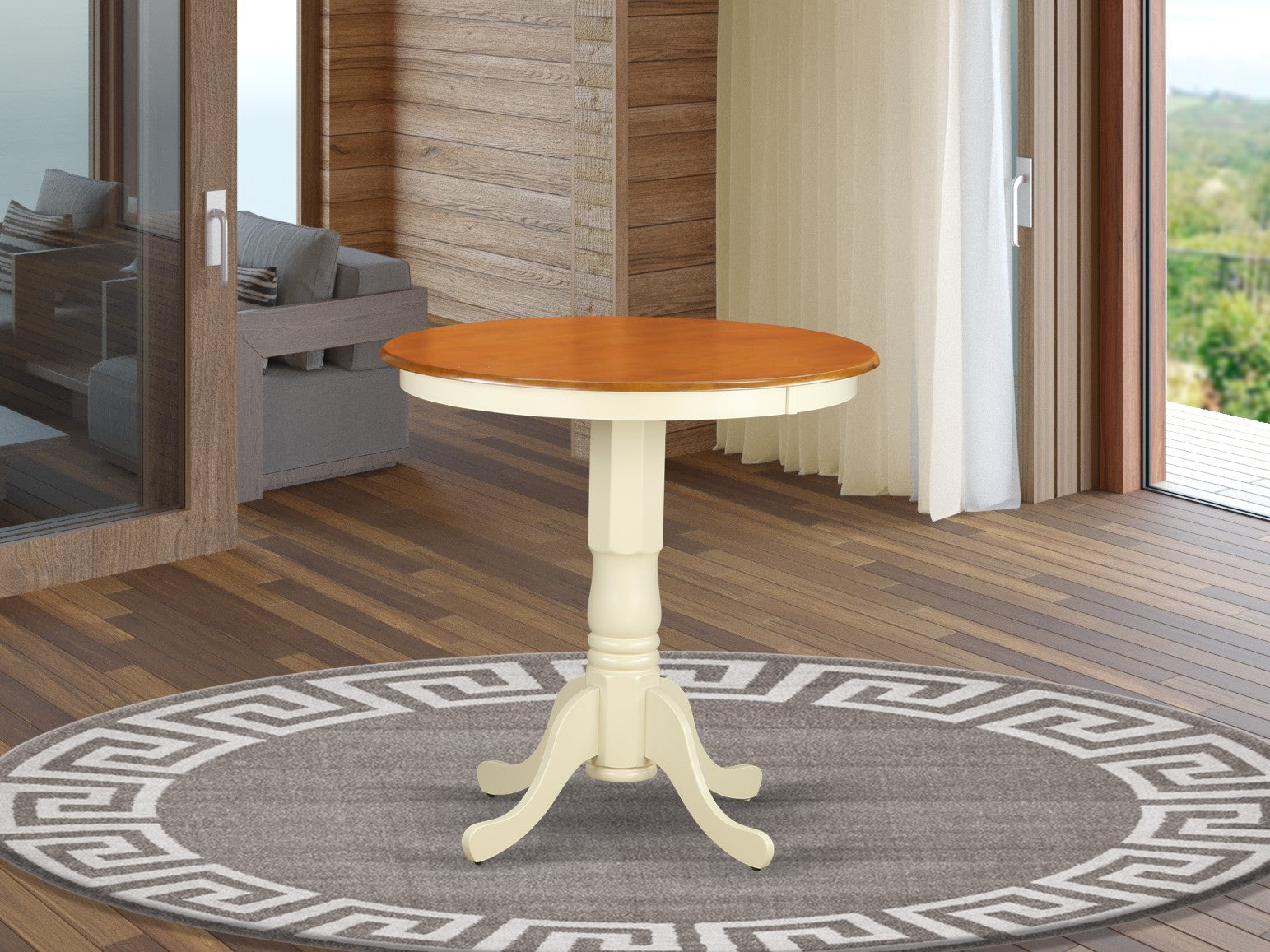 EDT-WHI-TP round counter height Table in linen white