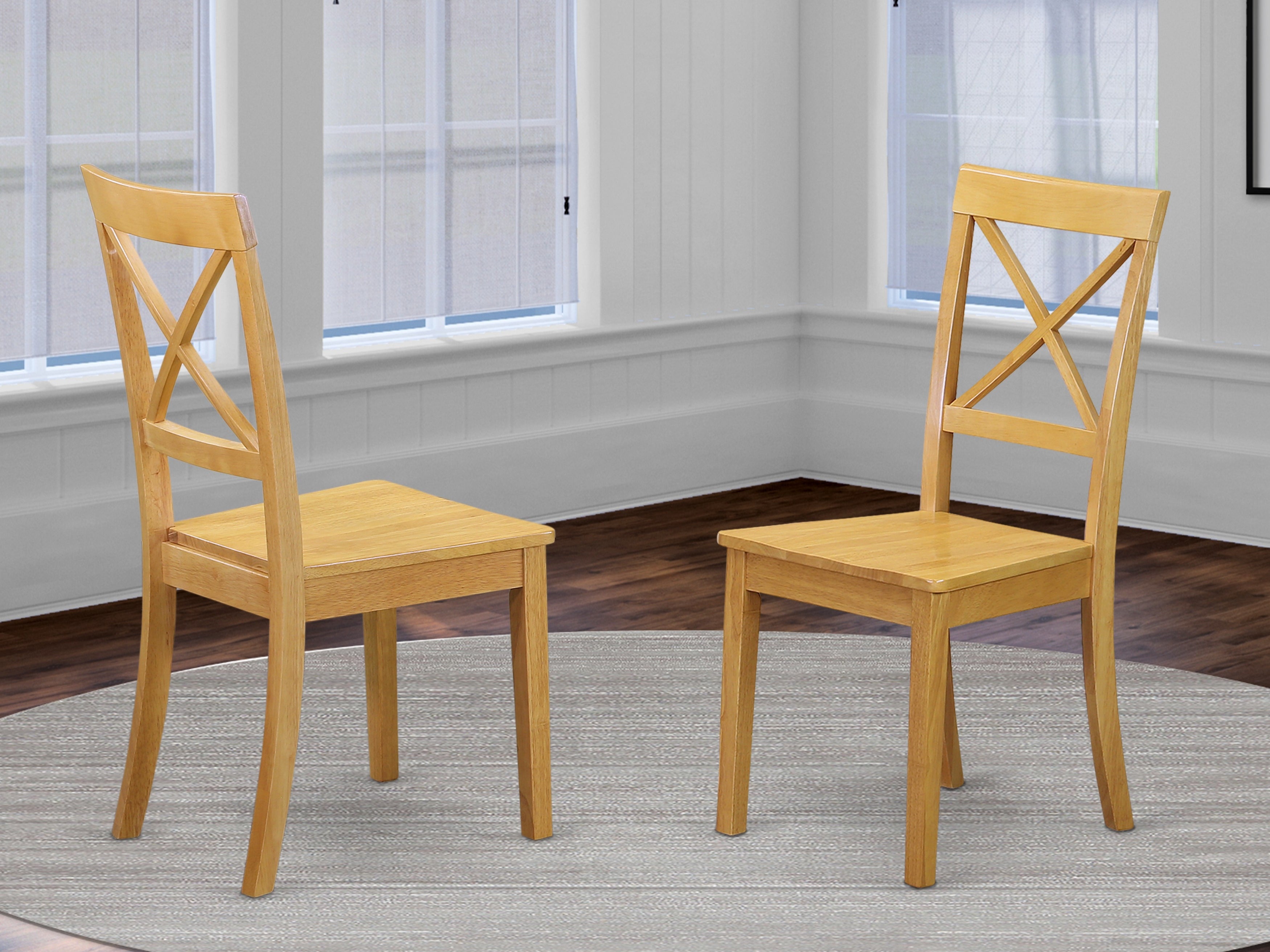 BOC-OAK-W Boston X- back Chair for dining room with Wood Seat