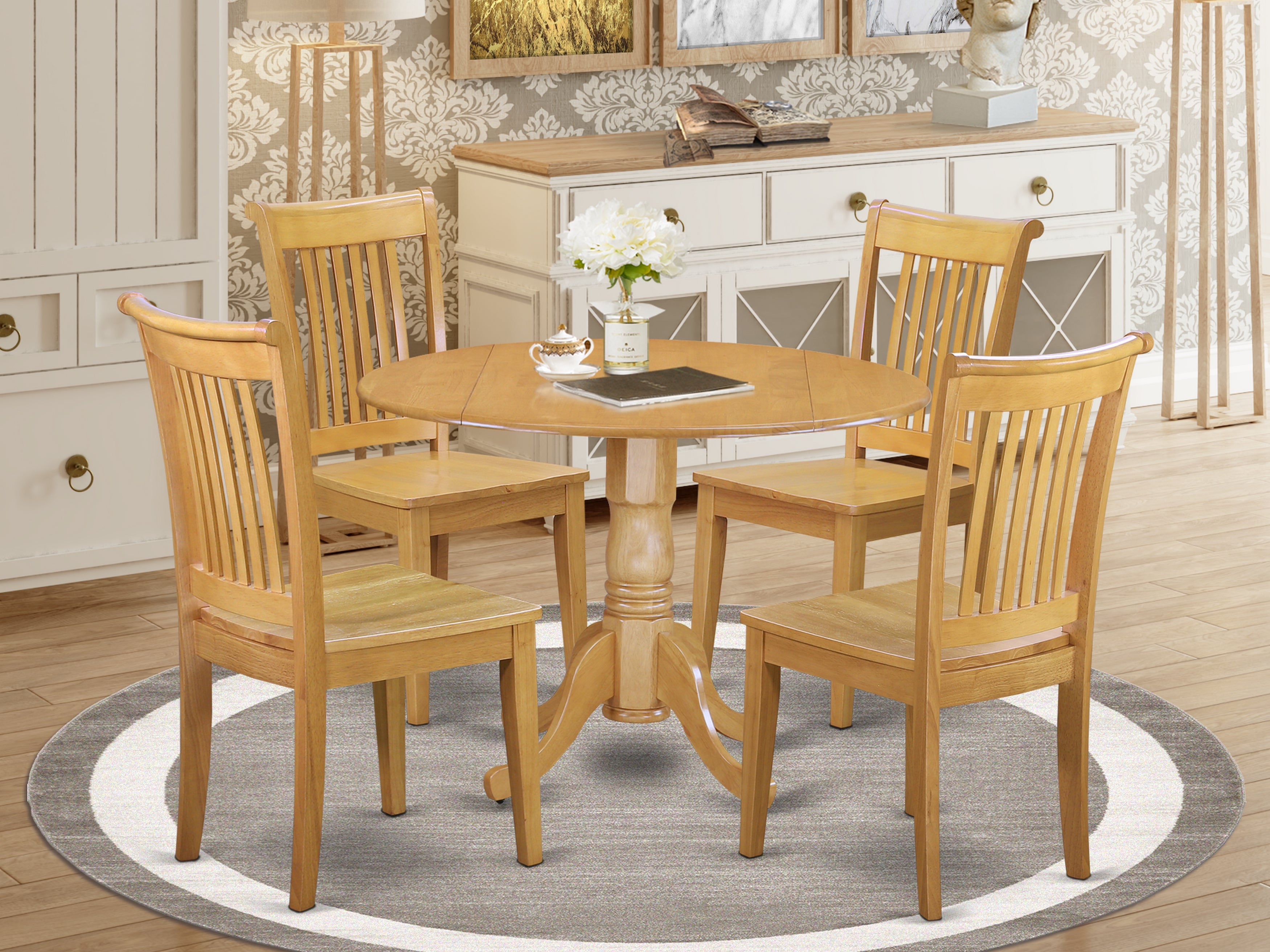 DLPO5-OAK-W 5 PC Dublin kitchen table set-Dining table and 4 Wood Kitchen chairs