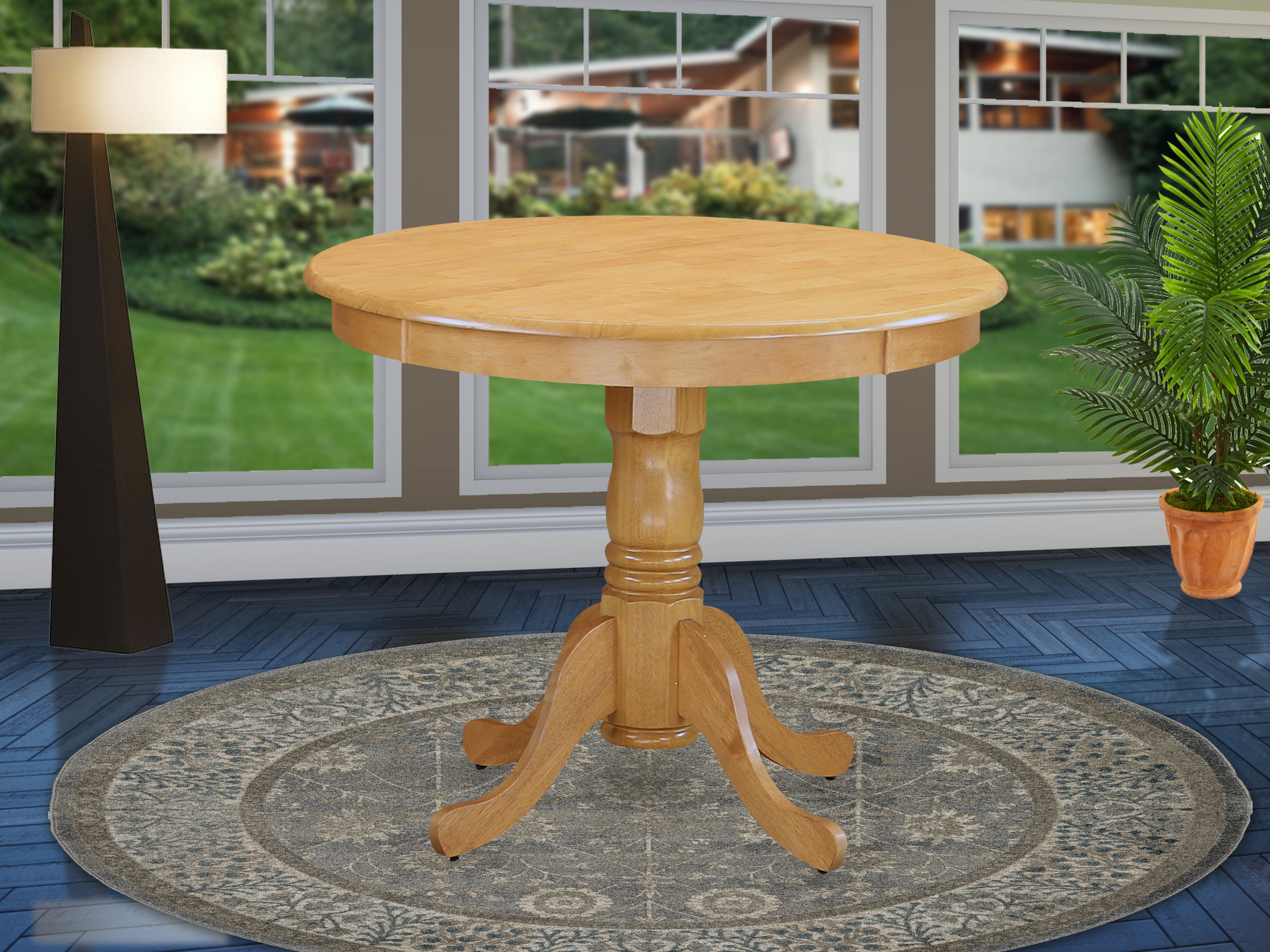 ANT-OAK-TP Antique Table 36" Round with Oak Finish