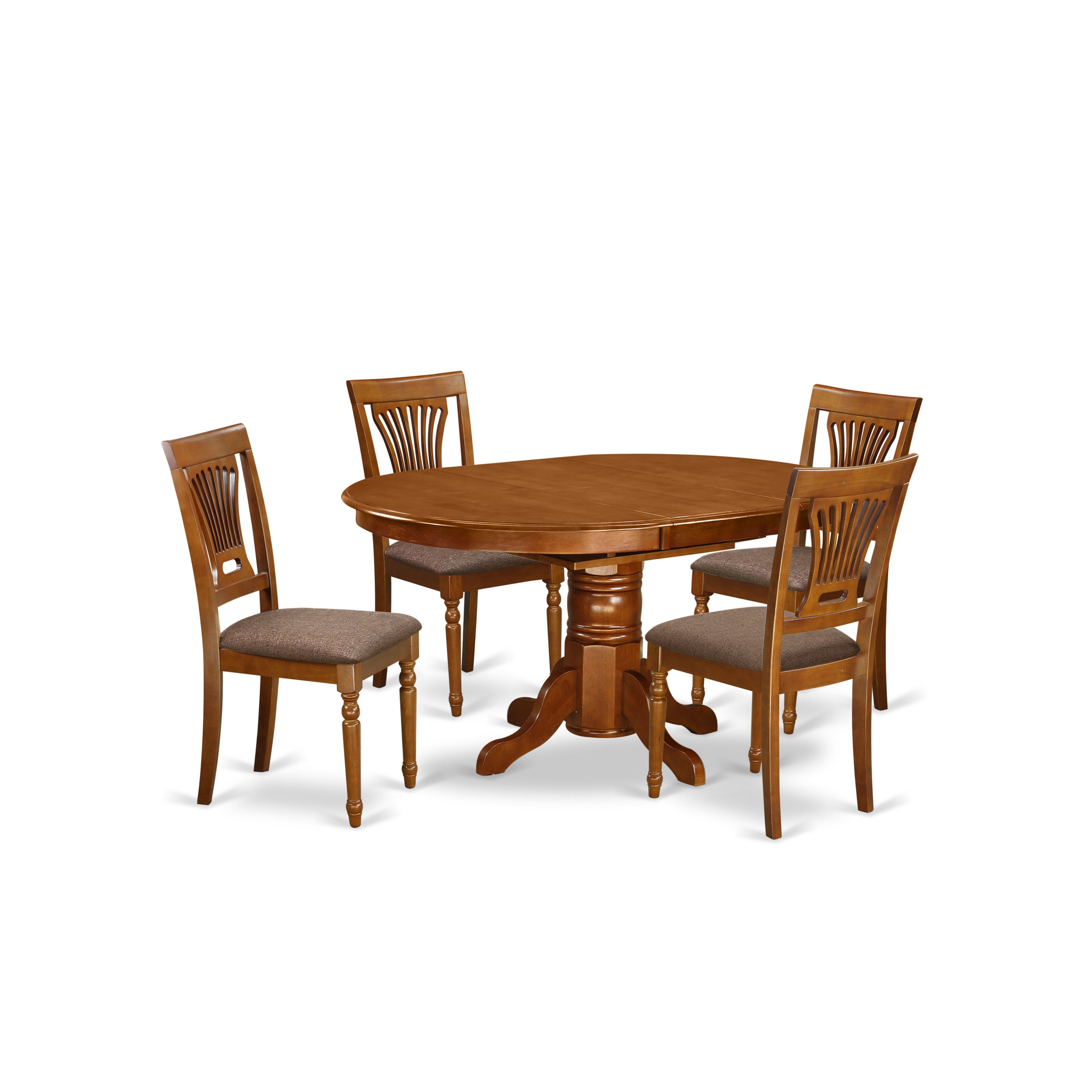 AVPL5-SBR-C 5 Pc set Avon offering Leaf and 4 Upholstered Kitchen Chairs in Saddle Brown