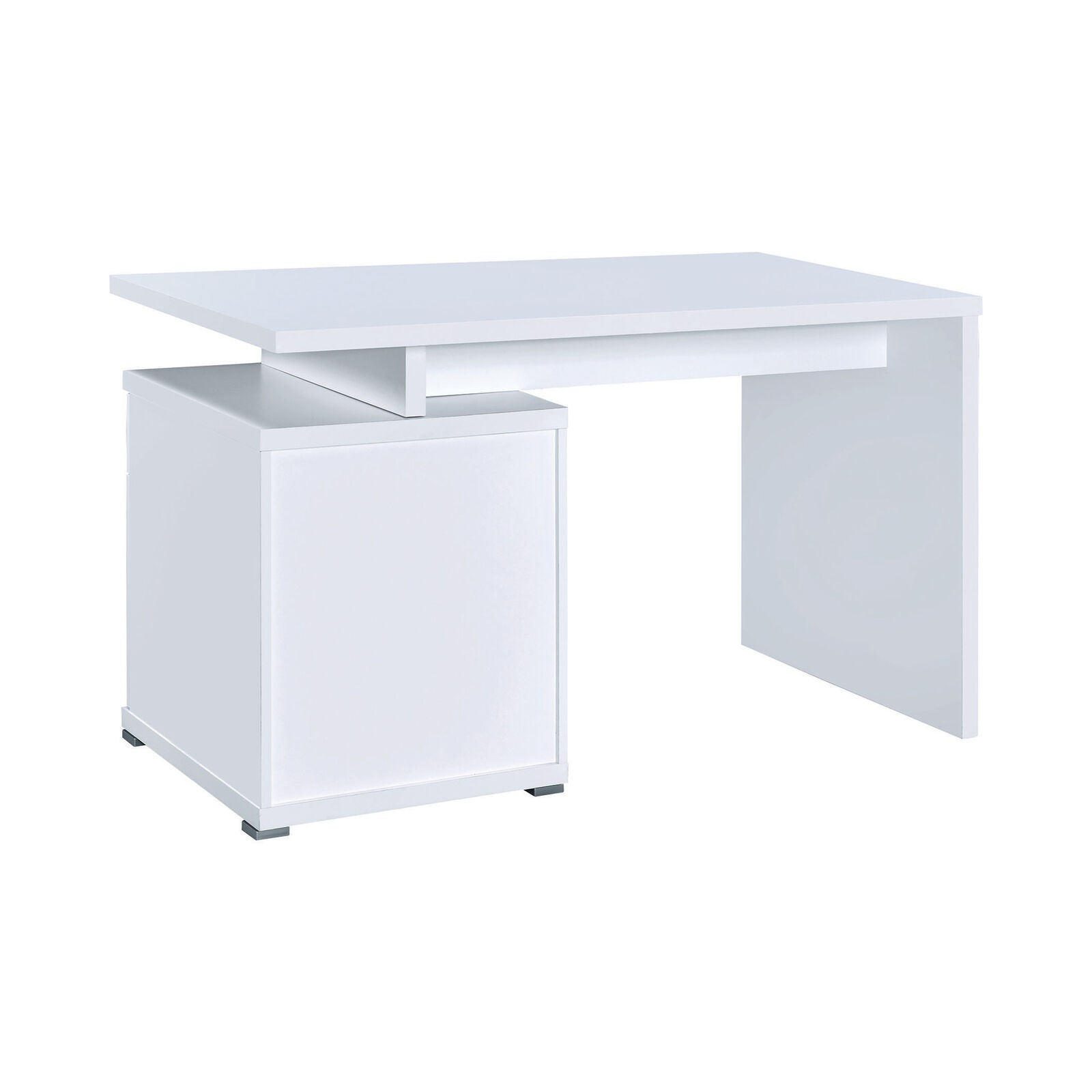 Modern Irving 2-Drawer Reversible Home Office Desk With Cabinet White