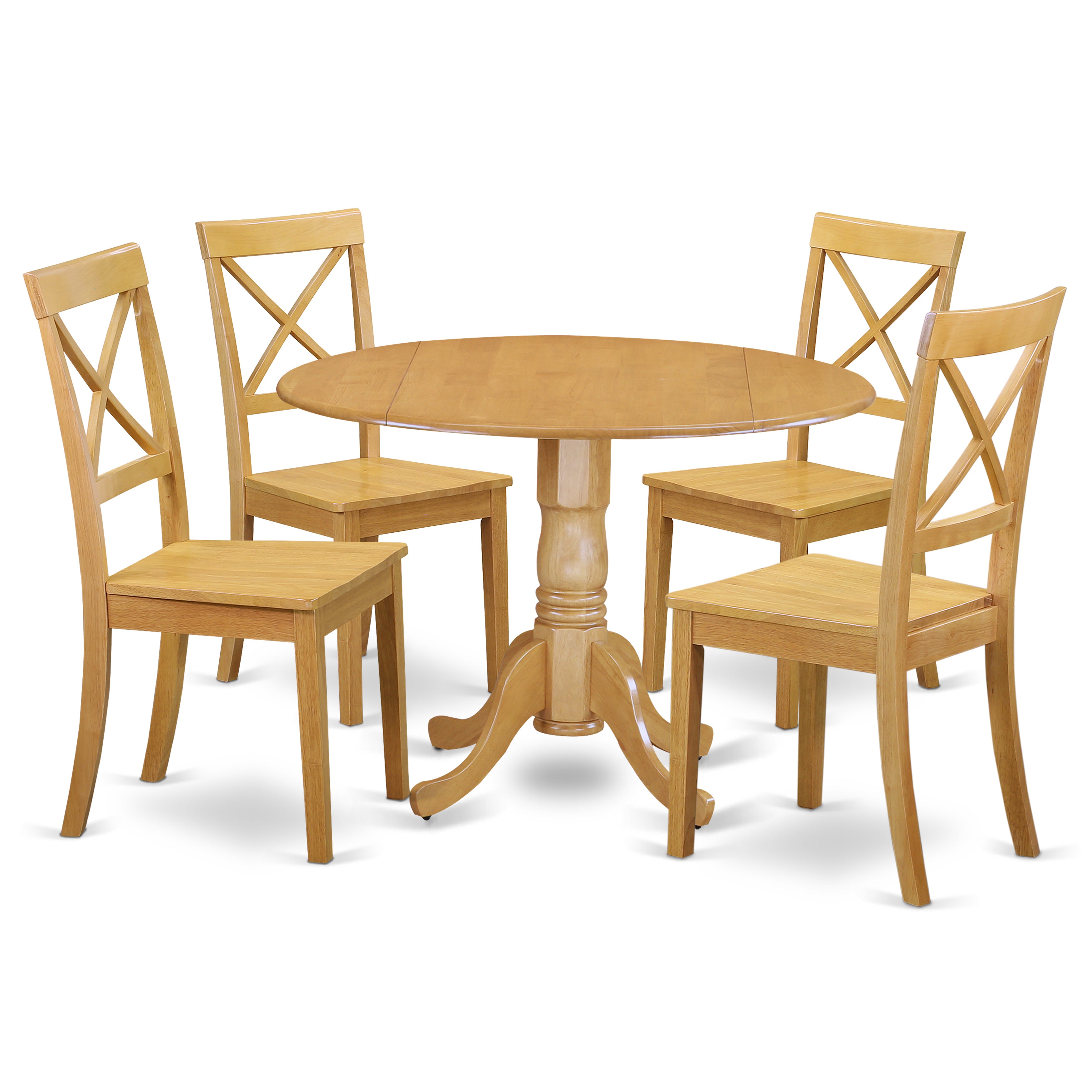 DLBO5-OAK-W 5 PC Dublin kitchen table set-Dining table and 4 wood seat kitchen chairs in Oak