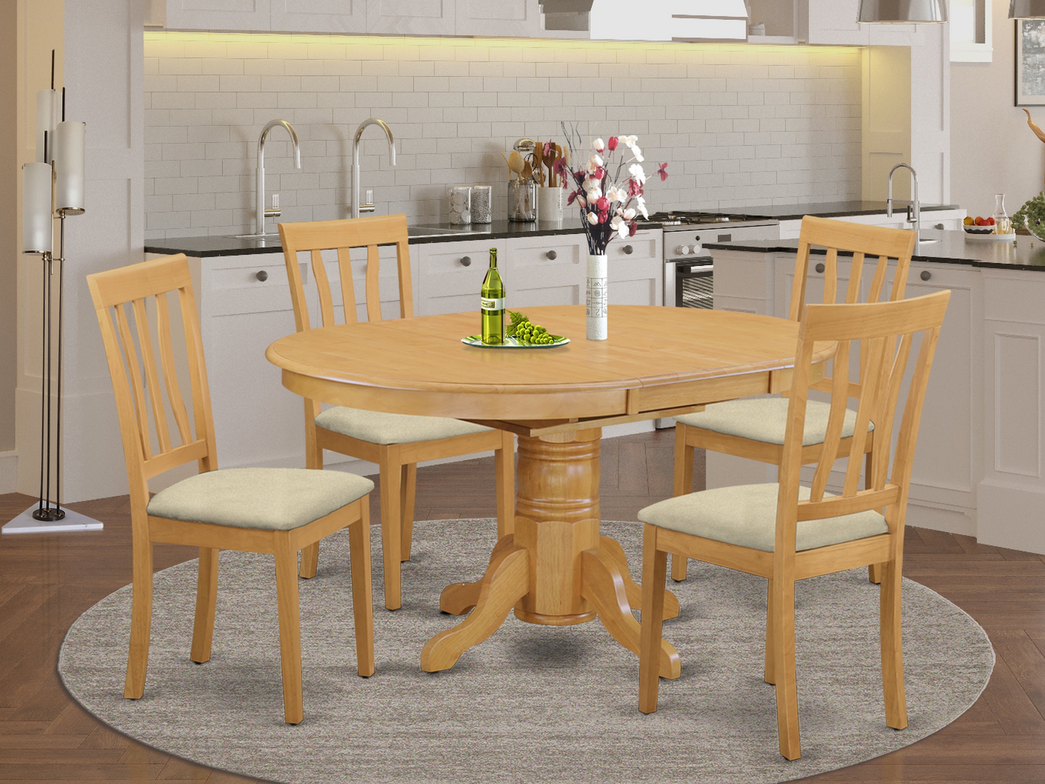 AVAT5-OAK-C 5 PC Dining room set - Kitchen dinette Table and 4 Kitchen Chairs