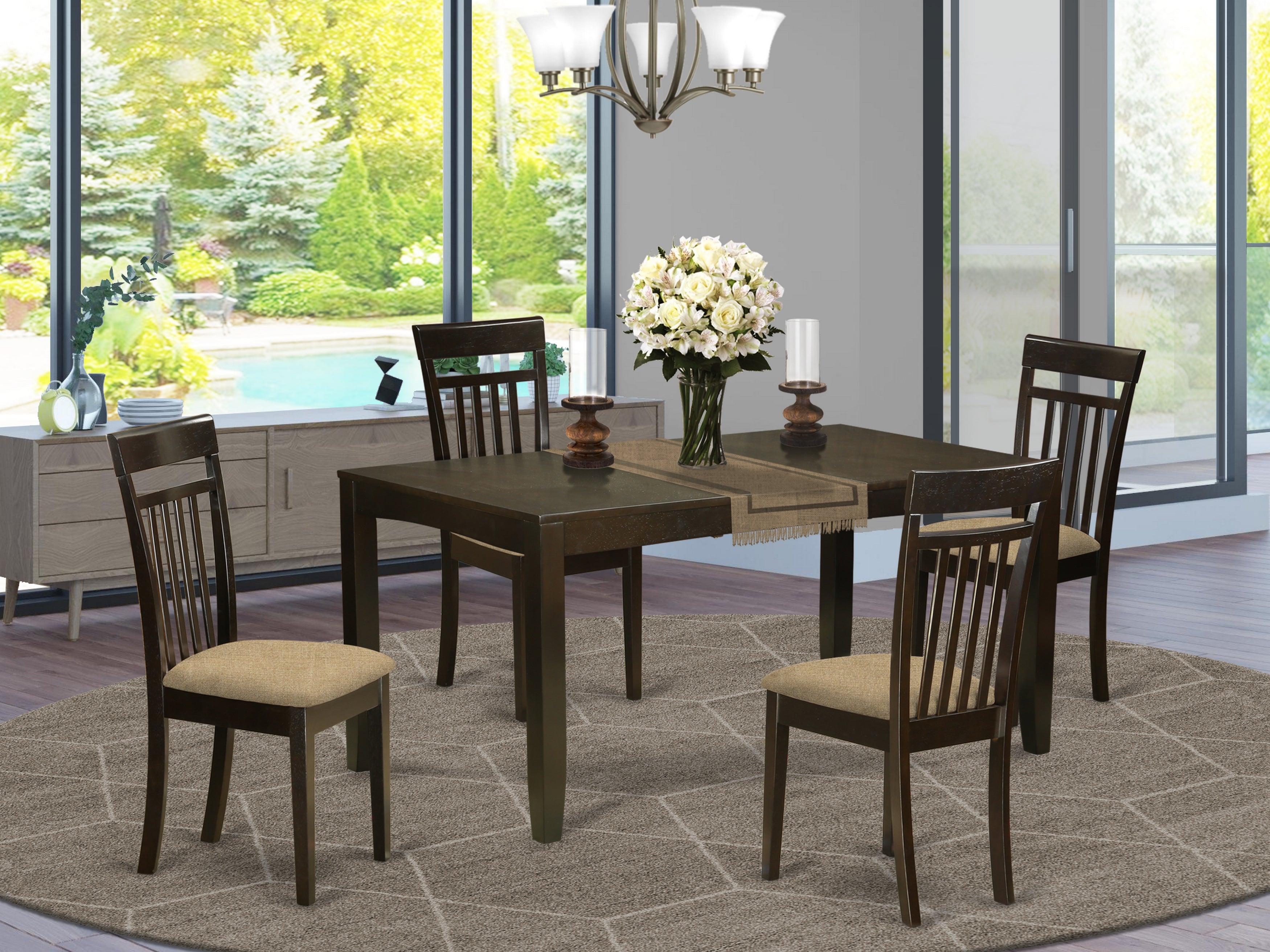 LYCA5-CAP-C 5 Pc Dining room set-Dining Table with Leaf Plus 4 Kitchen Chairs