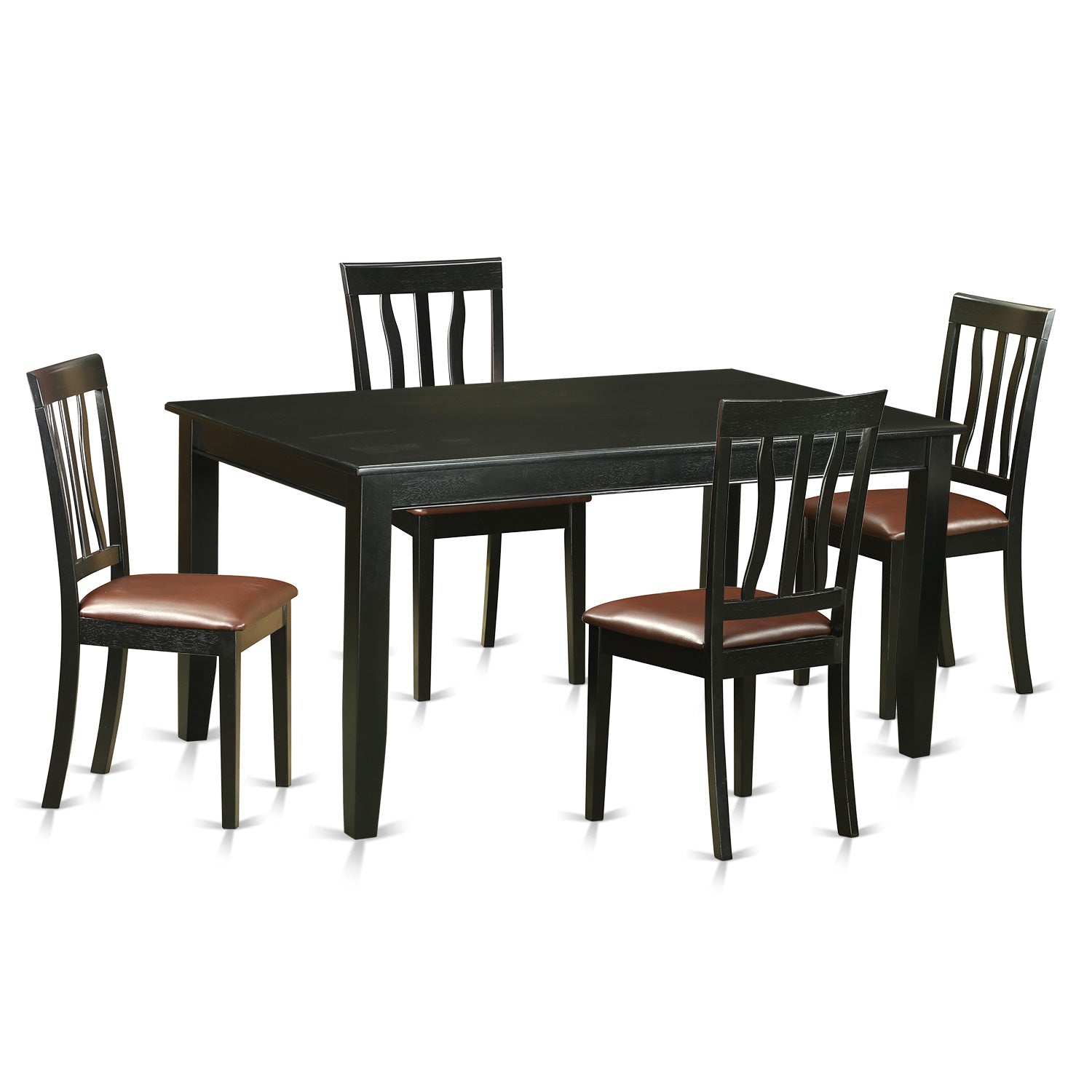 DUAN5-BLK-LC 5 Pc Dinette set - Table and 4 Dining Chairs