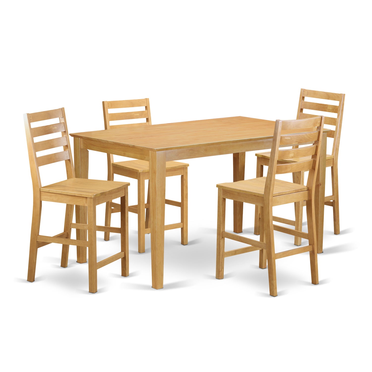 CACF5H-OAK-W 5 PC counter height Dining room set-pub Table and 4 Kitchen Dining Chairs.