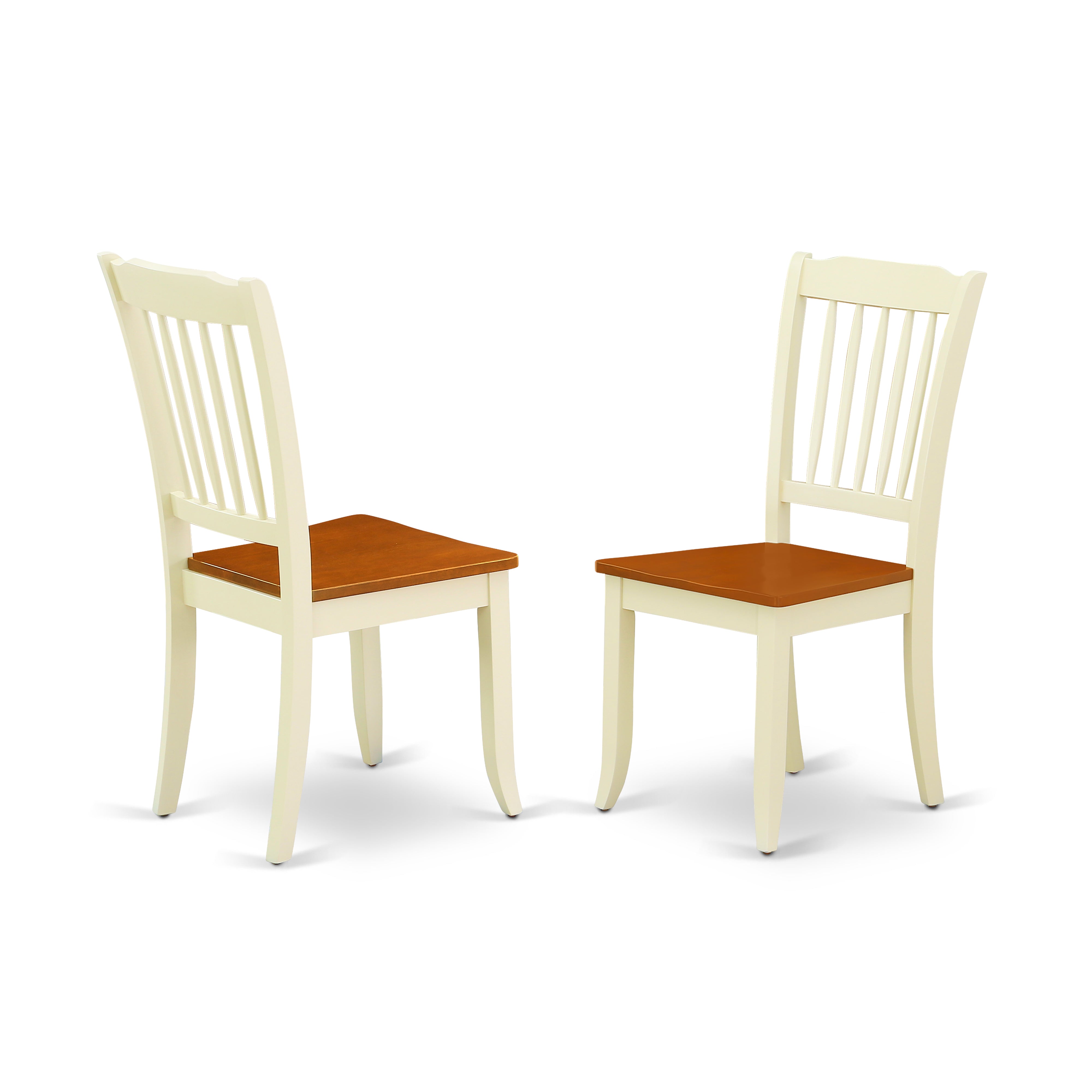 East West Furniture MZDA3-WHI-W 3Pc Kitchen Table Set Contains a Small Dining Table and 2 Wood Dining Chairs with Solid Wood Seat, Drop Leaf Table with Slat Back Chairs, Buttermilk and Cherry Finish