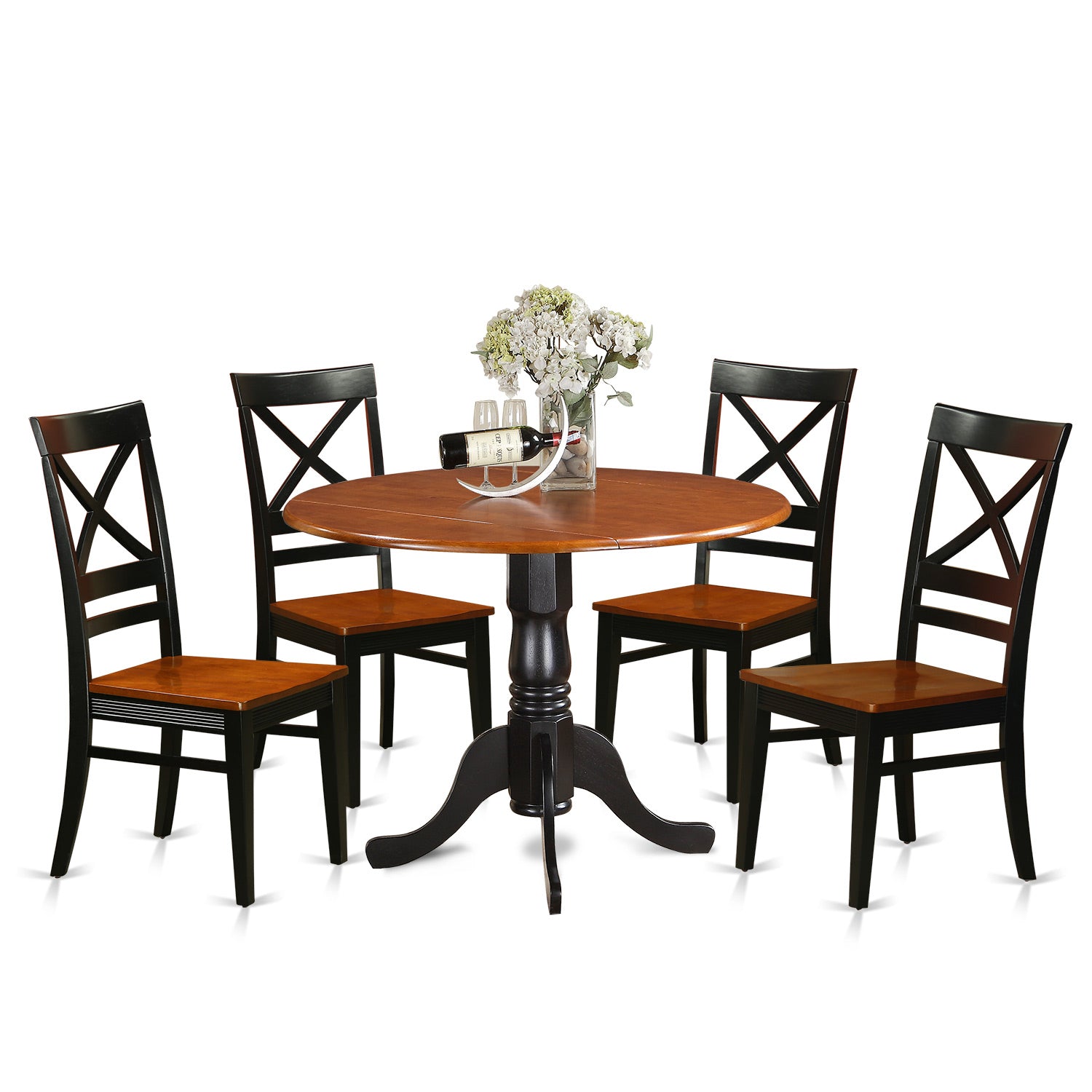 DLQU5-BCH-W 5 PC Kitchen Table set-Dining Table and 4 Wooden Kitchen Chairs